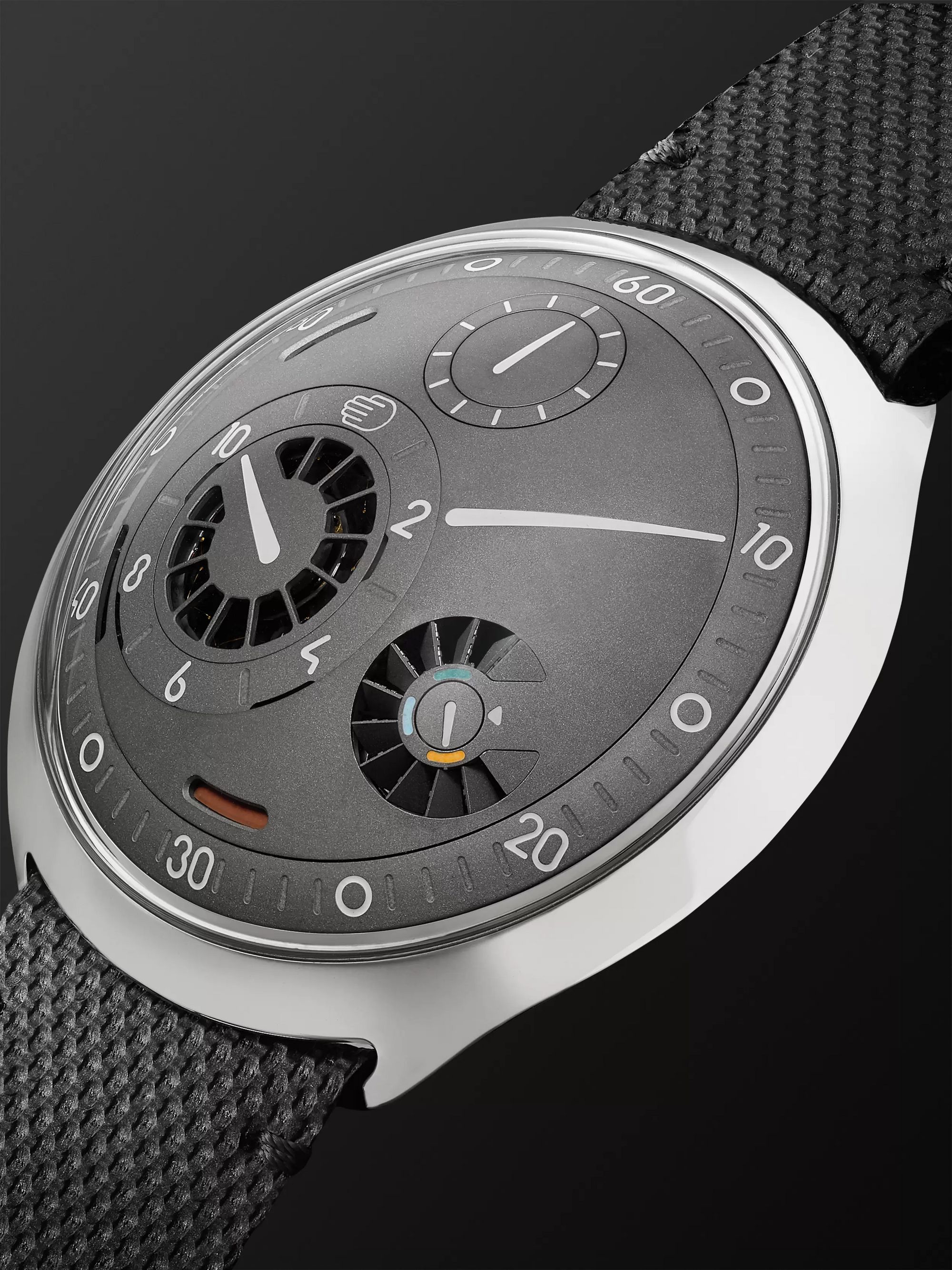 RESSENCE Type 2G Automatic 45mm Titanium and Leather Watch with Smart Crown Technology