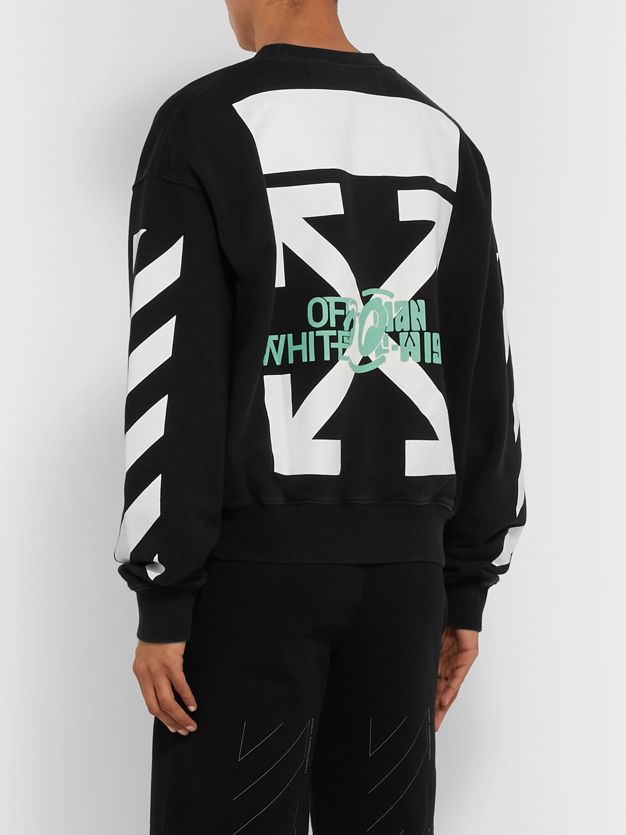 Black Printed Loopback Cotton-Jersey Sweatshirt | Off-White | MR PORTER1536 x 1604