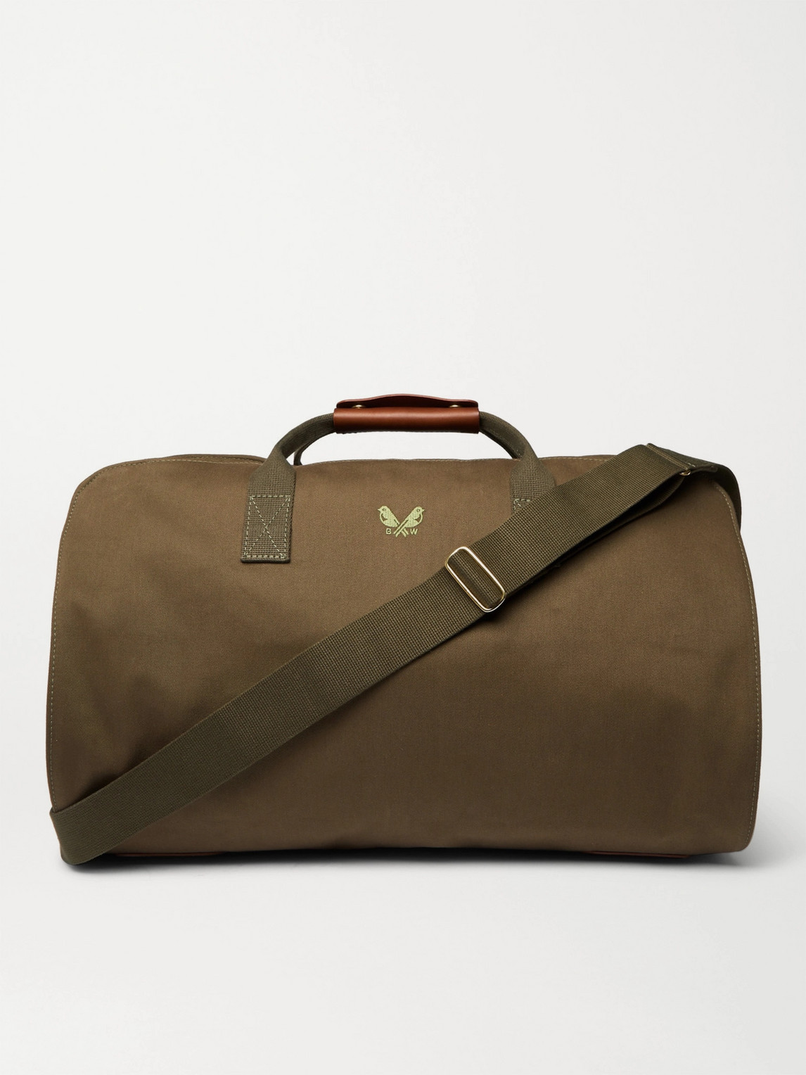 Bennett Winch Leather-trimmed Cotton-canvas Suit Carrier And Holdall In Green