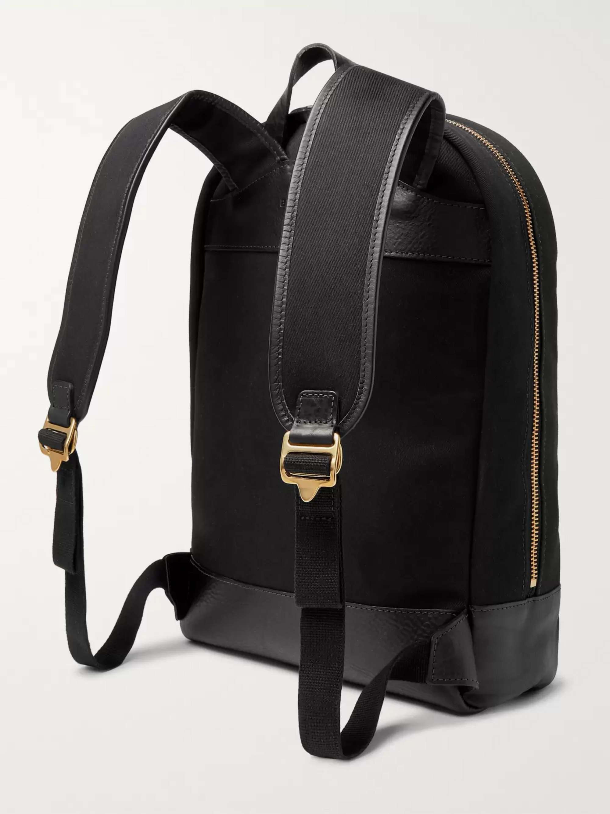 BENNETT WINCH Leather-Trimmed Cotton-Canvas Backpack