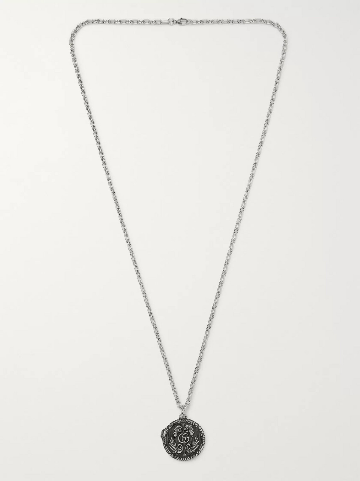Gucci Logo-embossed Burnished Sterling Silver Necklace