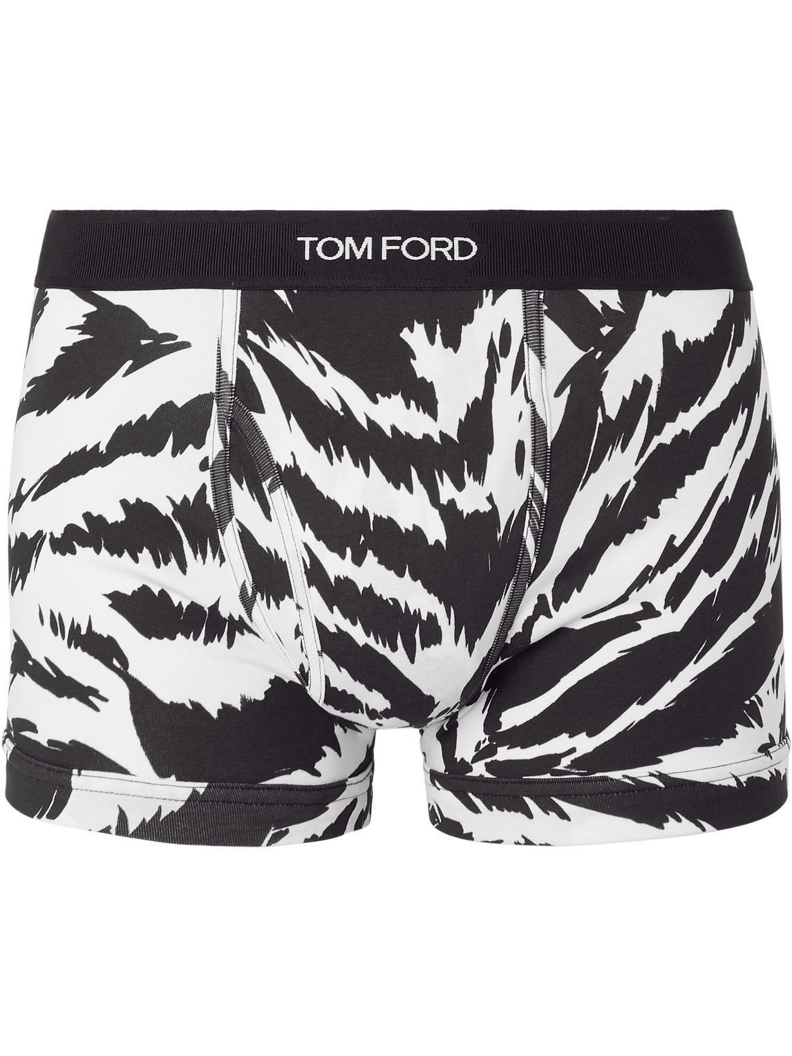 Tom Ford Zebra-print Stretch-cotton Jersey Boxer Briefs In White