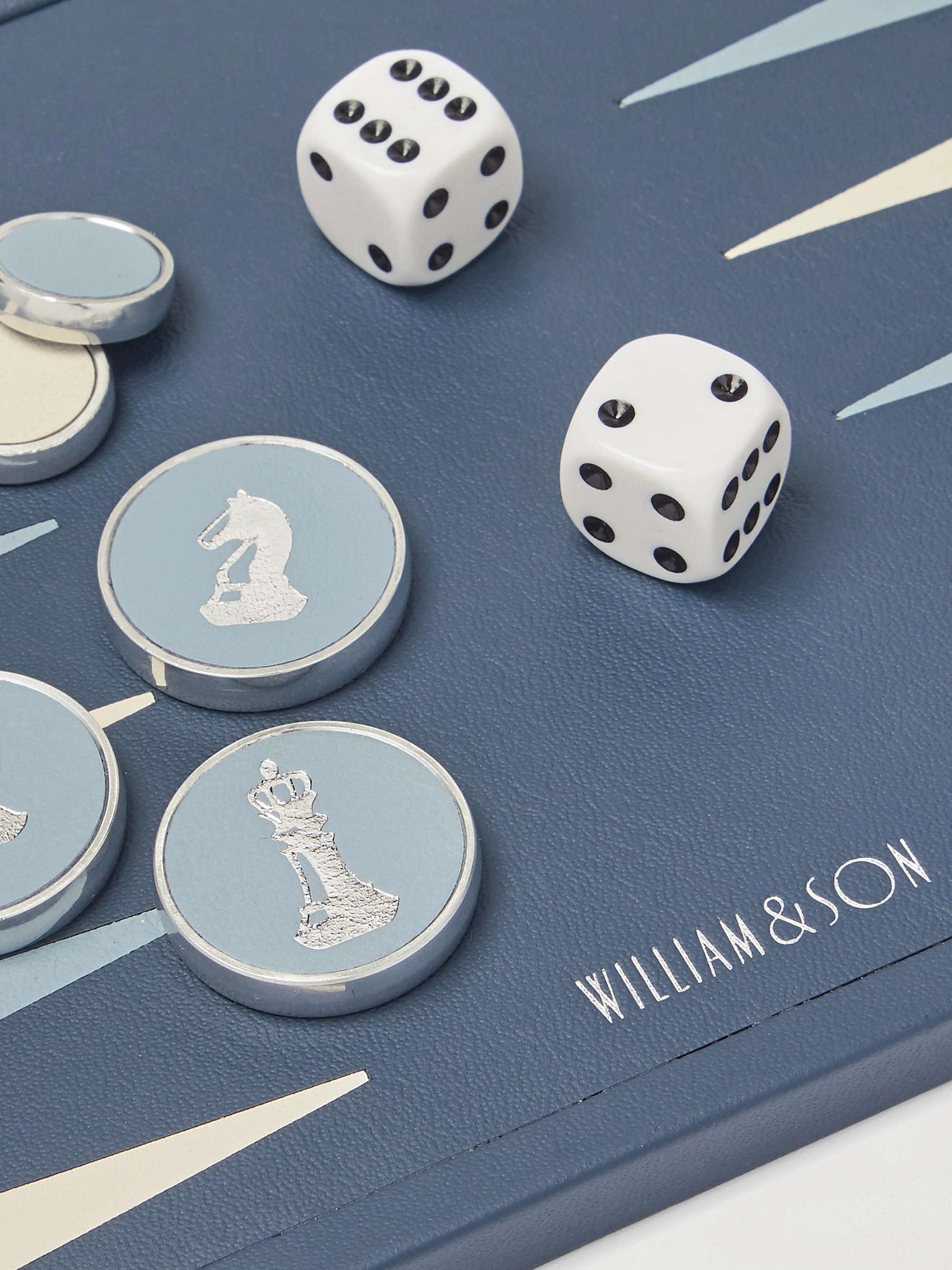 William & Son Reversible Leather Backgammon and Chess Board