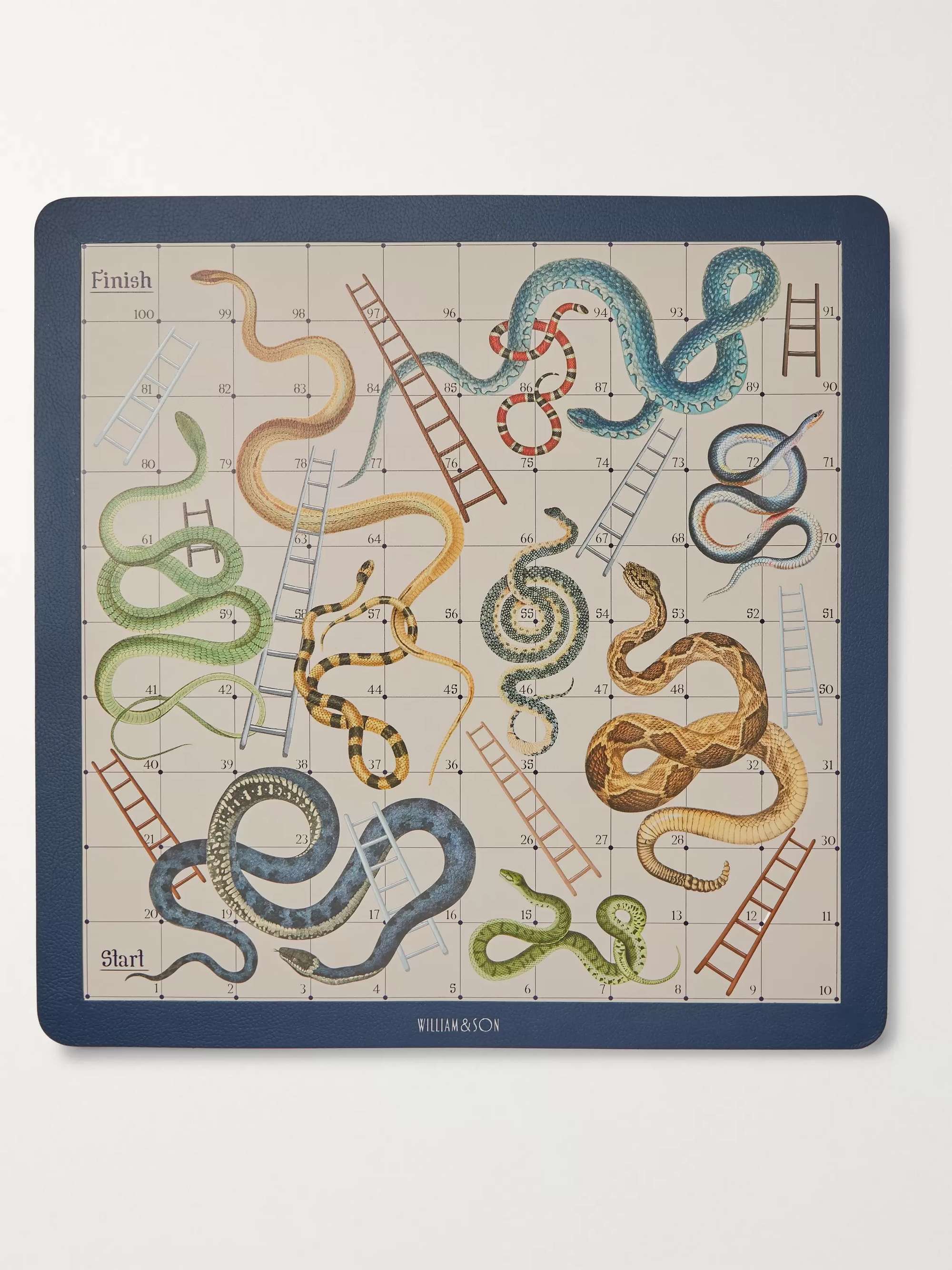 WILLIAM & SON Reversible Leather Snakes and Ladders and Ludo Board