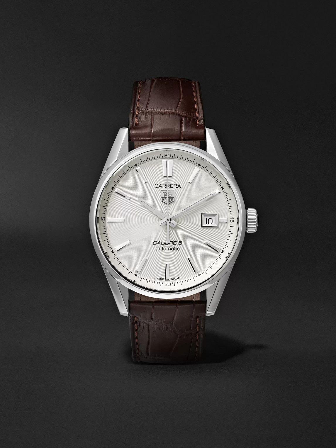 Tag Heuer Carrera Automatic 39mm Steel And Alligator Watch, Ref. No. War211b.fc6181 In White/brown
