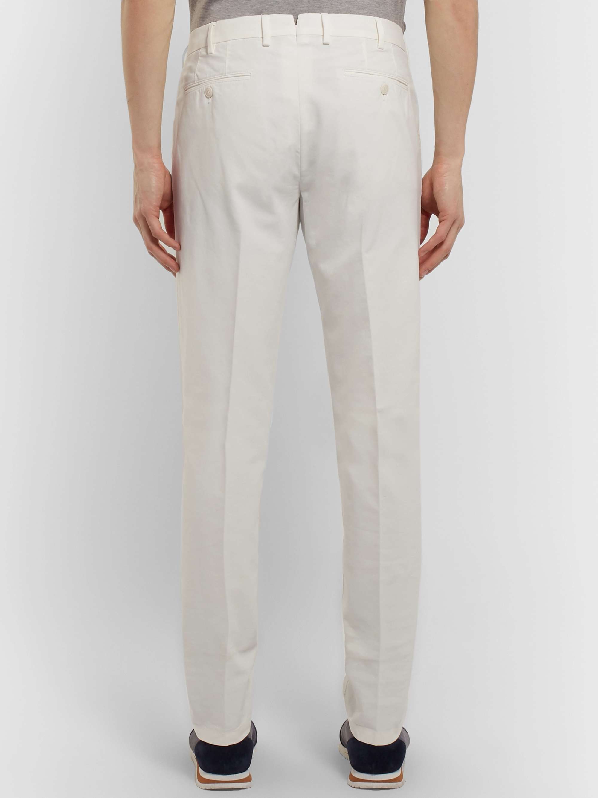 LORO PIANA Slim-Fit Washed Cotton-Blend Trousers