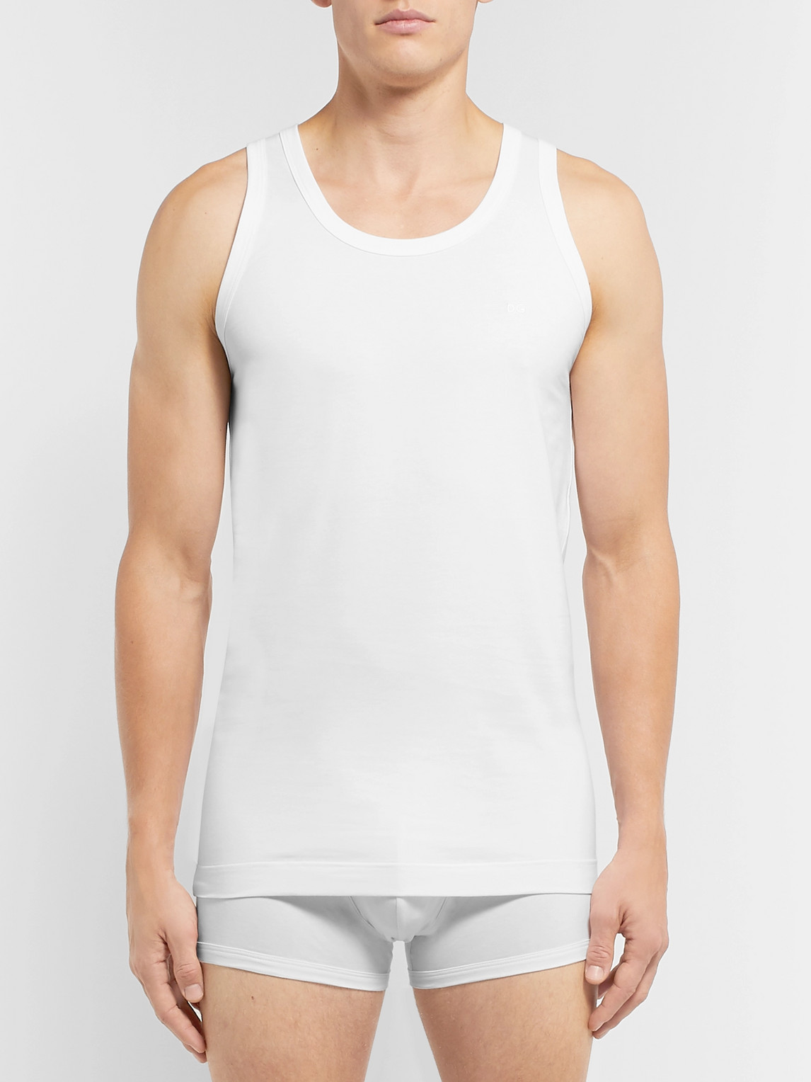 Dolce & Gabbana Slim-fit Stretch-cotton Jersey Tank Top In White