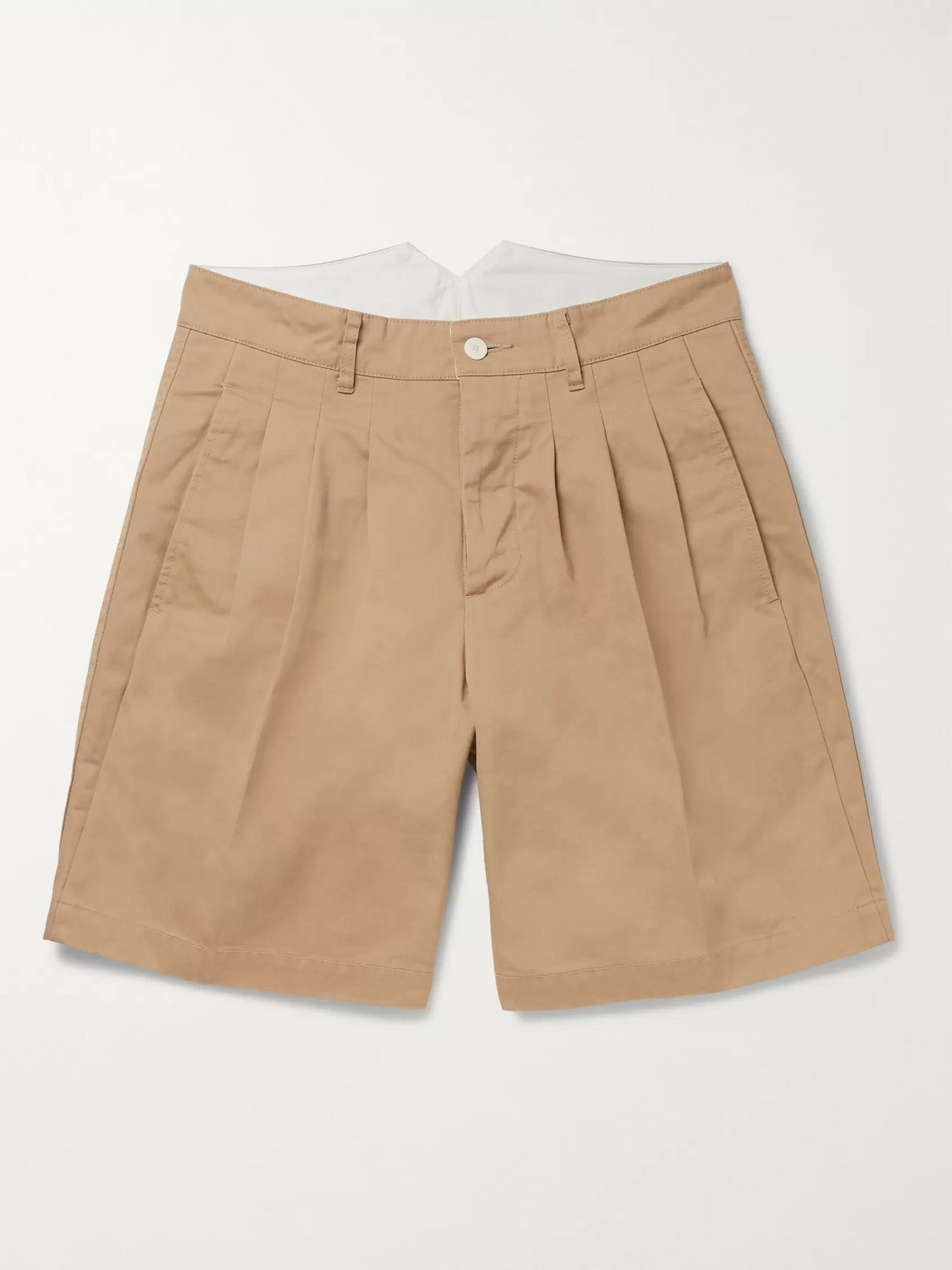 Visvim Pleated Cotton-blend Twill Shorts In Neutrals