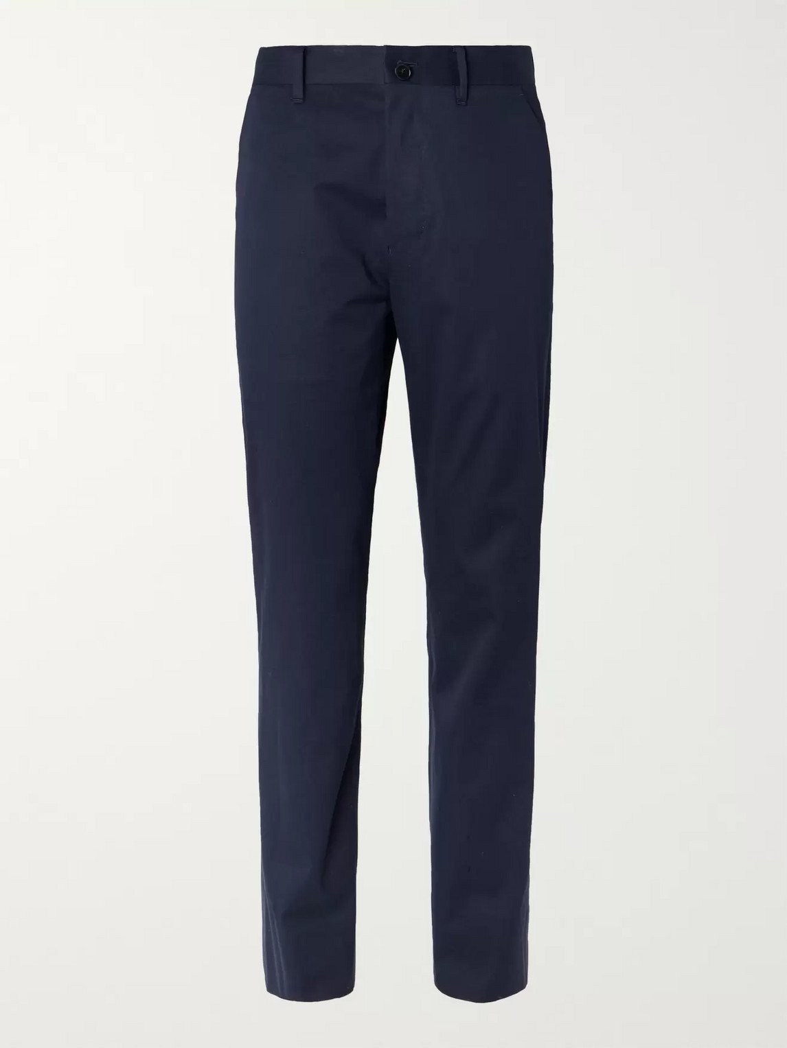 THE ROW NAVY HUNTER SLIM-FIT COTTON AND CASHMERE-BLEND TWILL TROUSERS