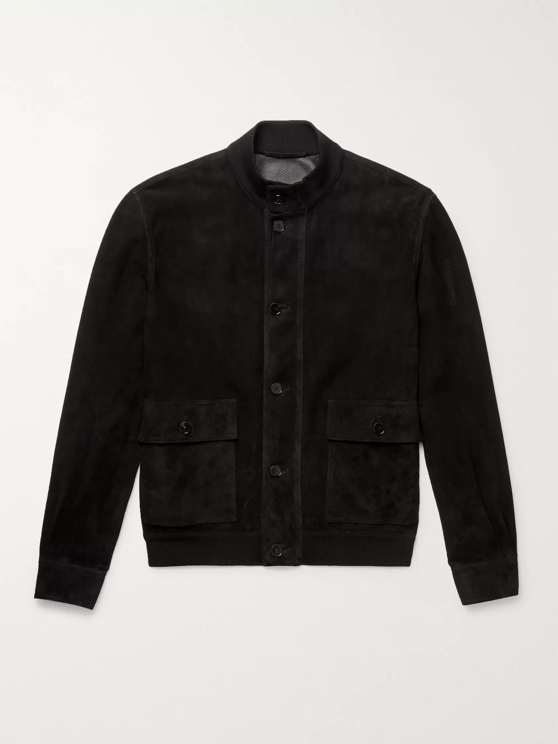 THE ROW JAMES PERFORATED SUEDE BOMBER JACKET