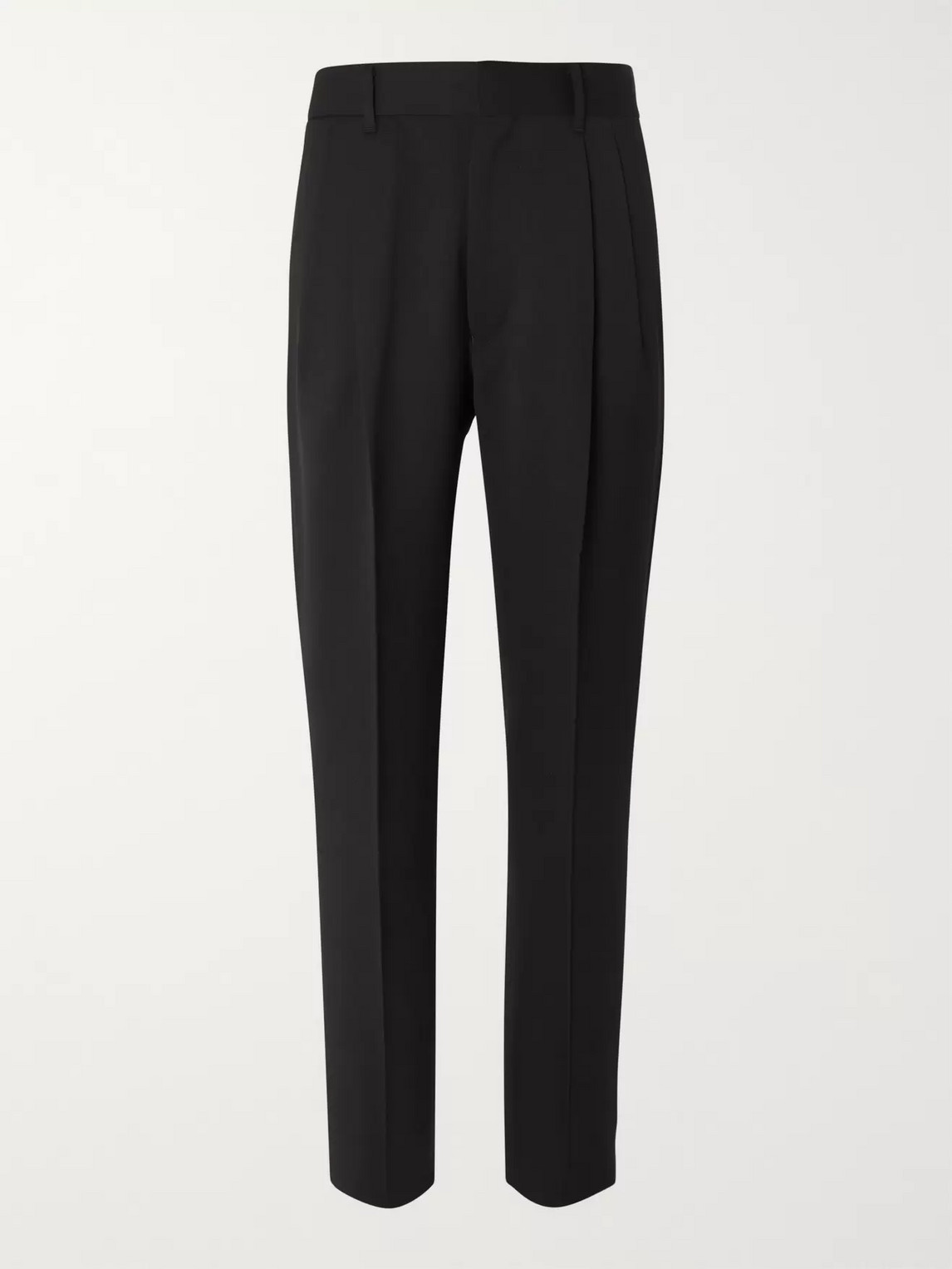 The Row Martin Pleated Wool-blend Wide-leg Trousers In Black