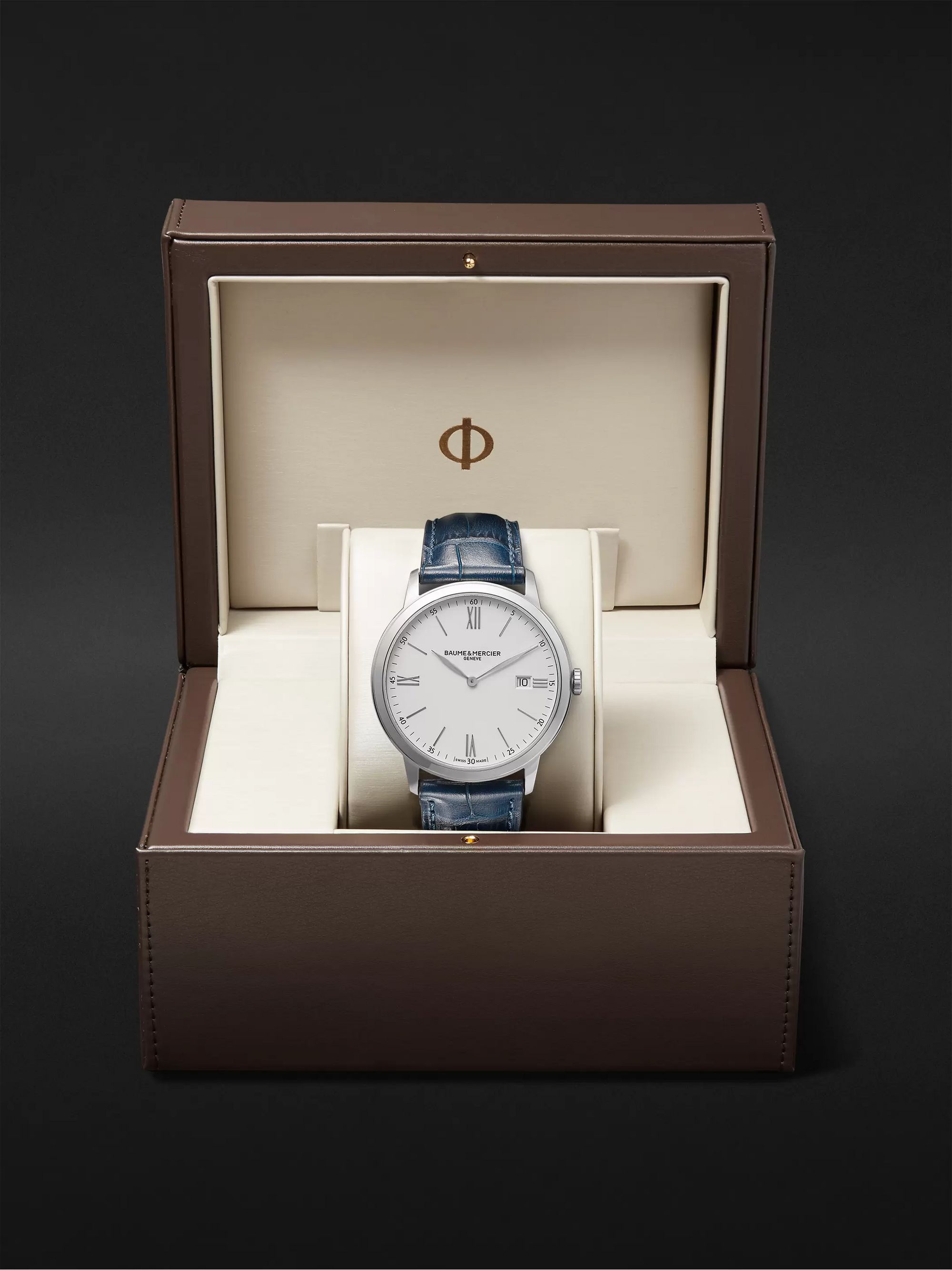 BAUME & MERCIER Classima 40mm Steel and Croc-Effect Leather Watch, Ref. No. 10508