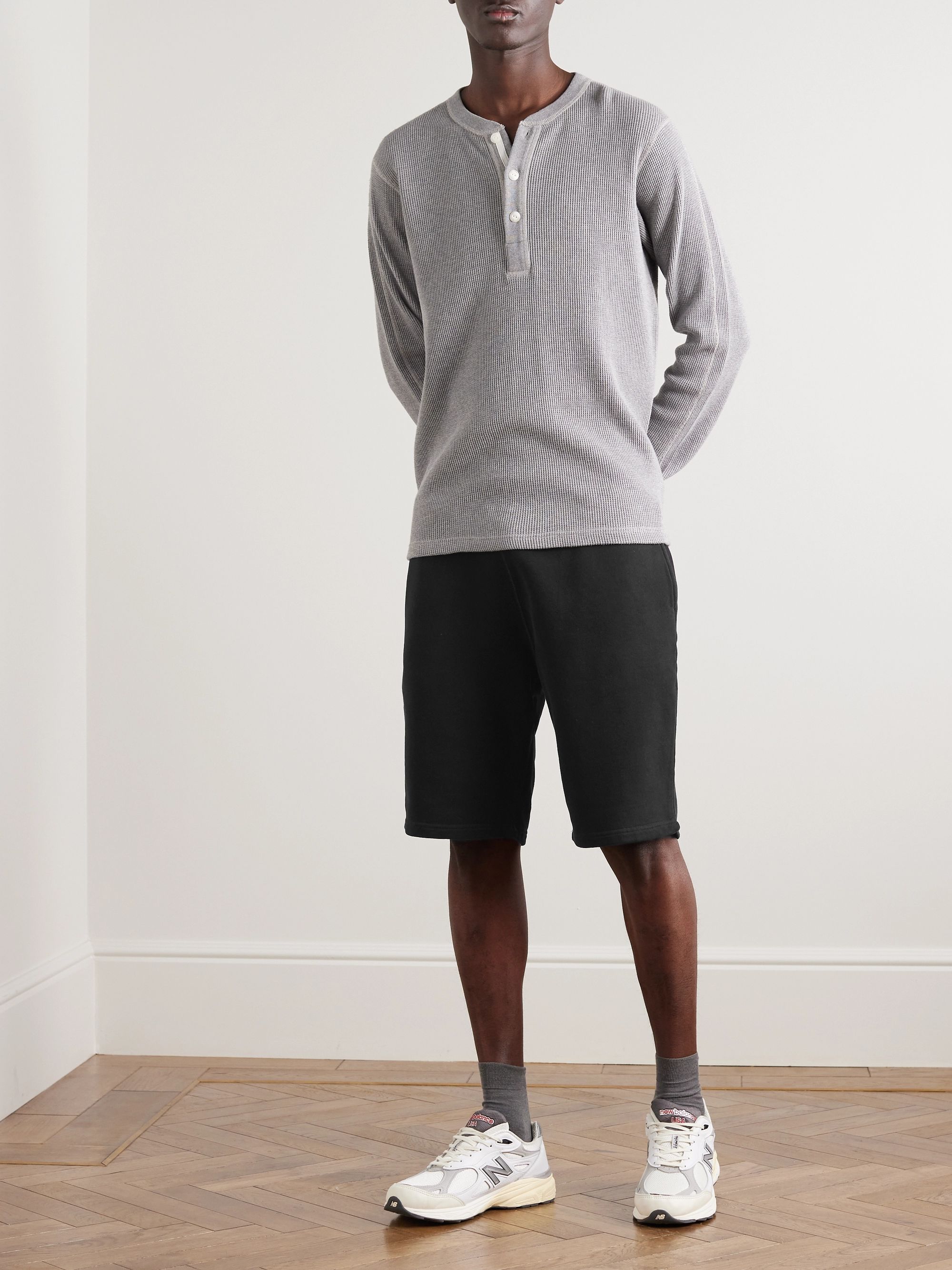 Black Brushed Loopback Cotton-Jersey Shorts | Sunspel | MR PORTER