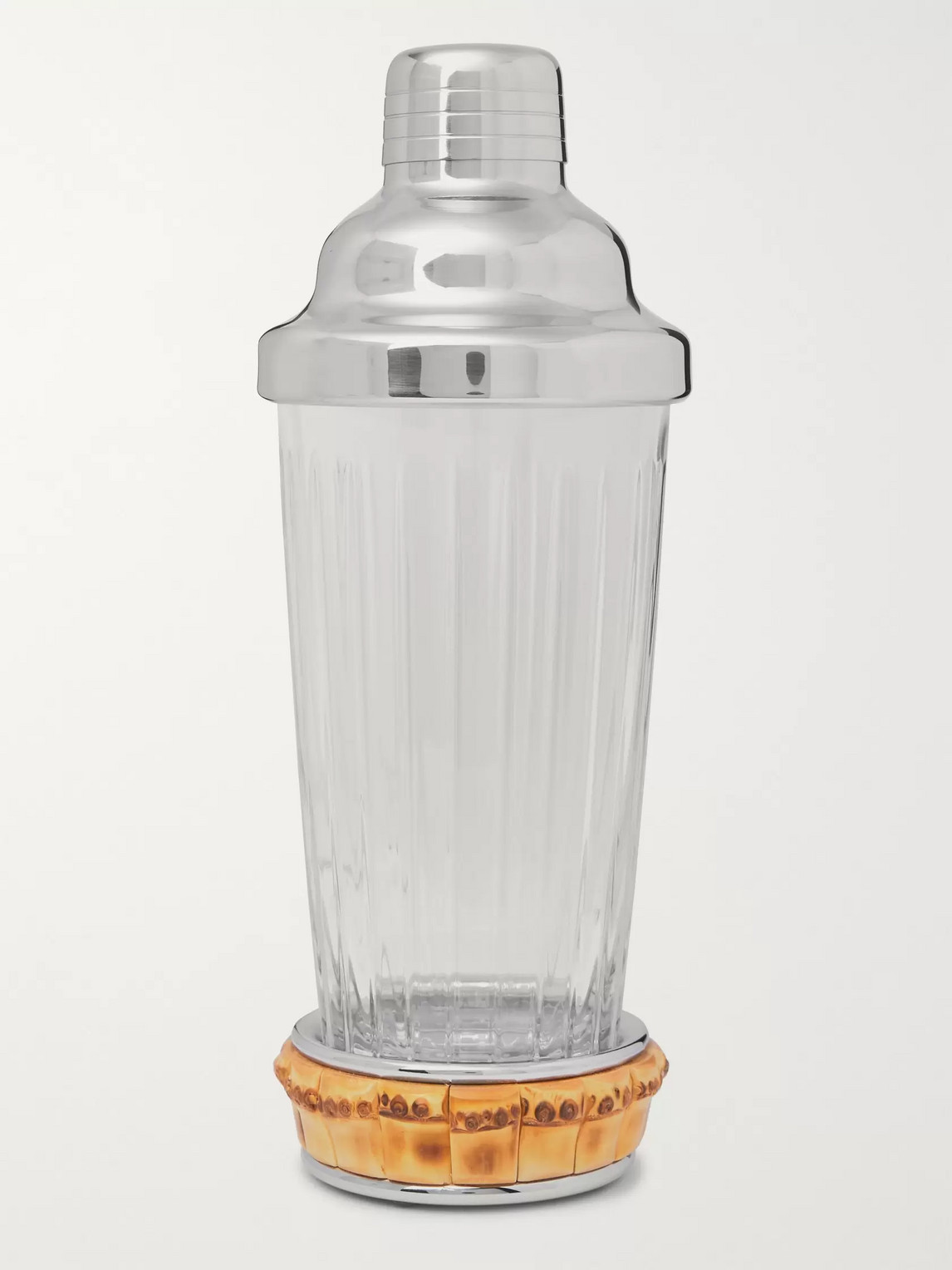 Lorenzi Milano Glass, Bamboo And Stainless Steel Cocktail Shaker In Silver