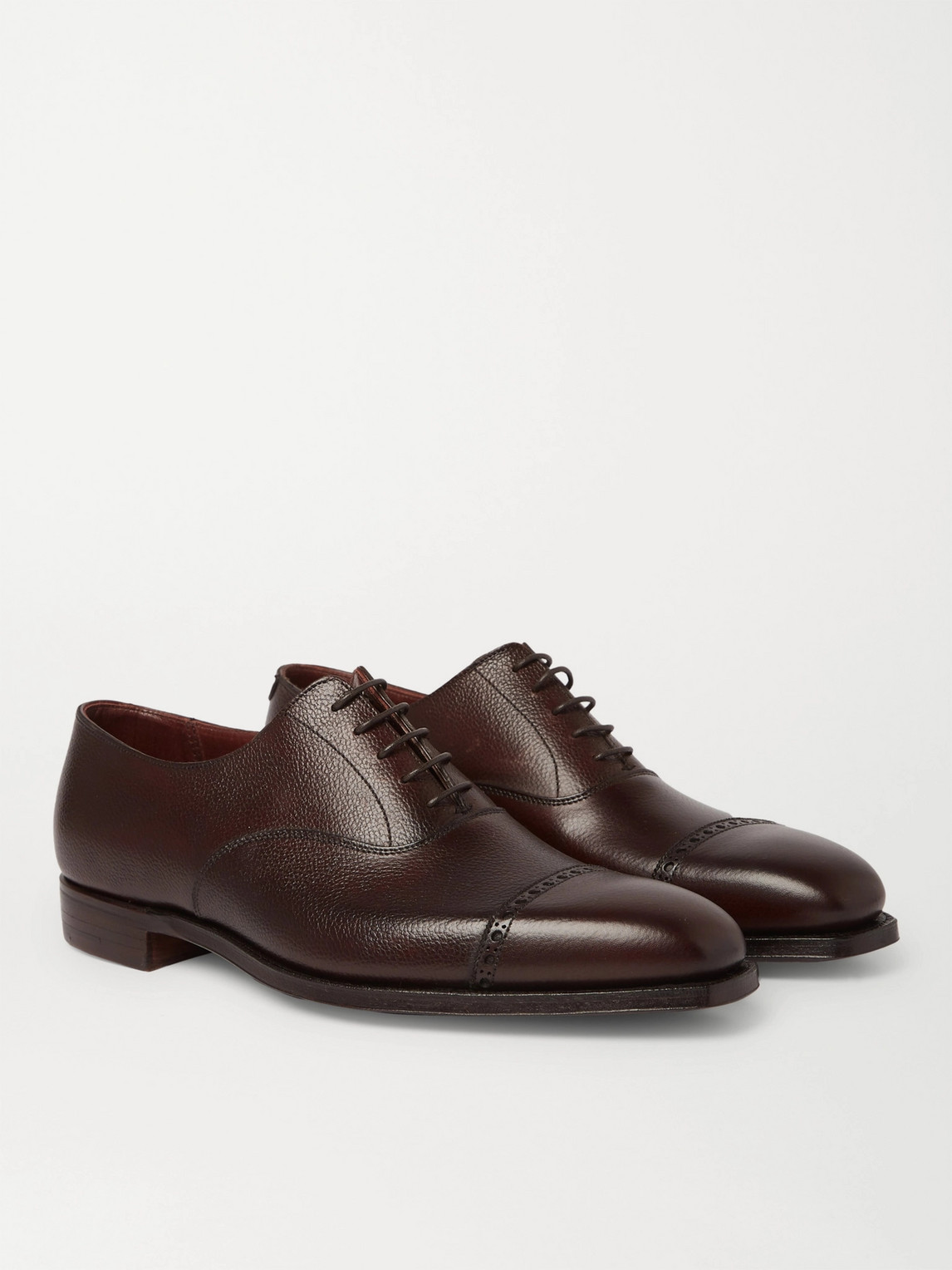 George Cleverley Charles Cap-toe Full-grain Leather Oxford Shoes In Brown