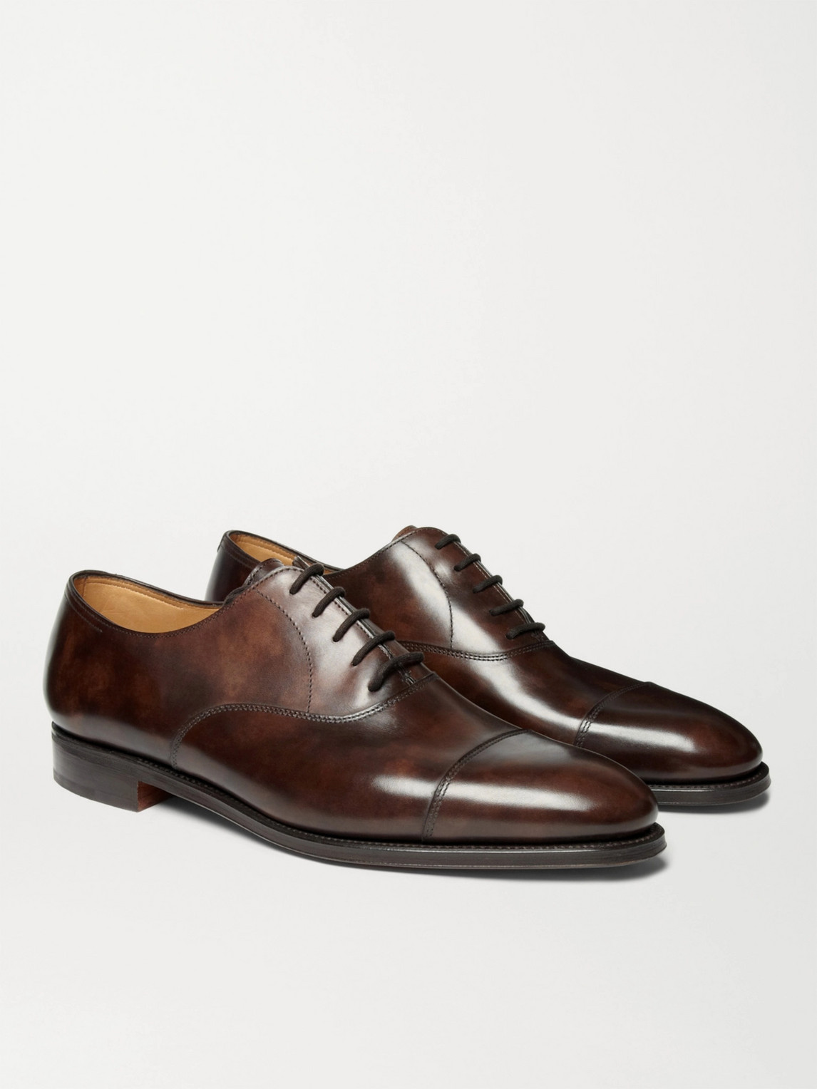 City Ii Burnished-leather Oxford Shoes In Brown