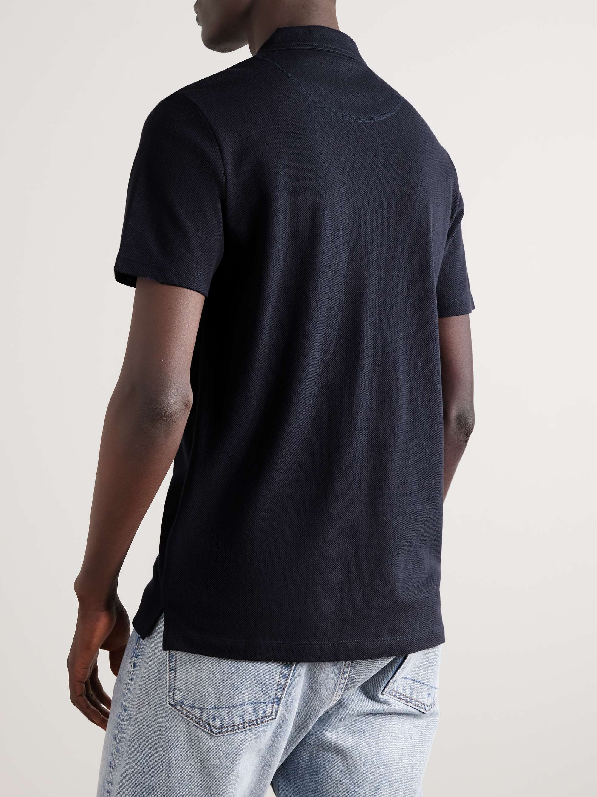 SUNSPEL Riviera Slim-Fit Mélange Cotton-Mesh Polo Shirt