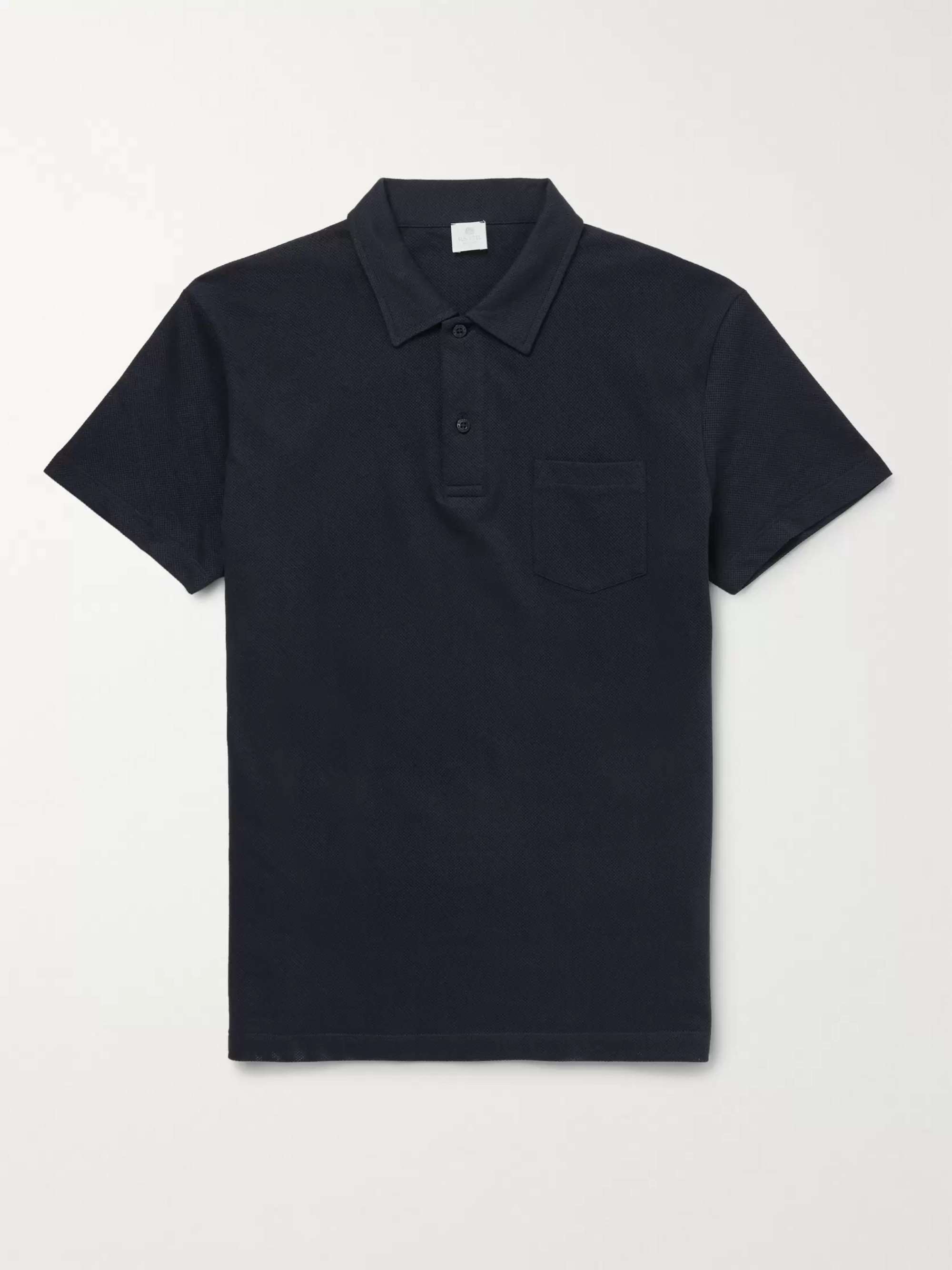 SUNSPEL Riviera Slim-Fit Mélange Cotton-Mesh Polo Shirt