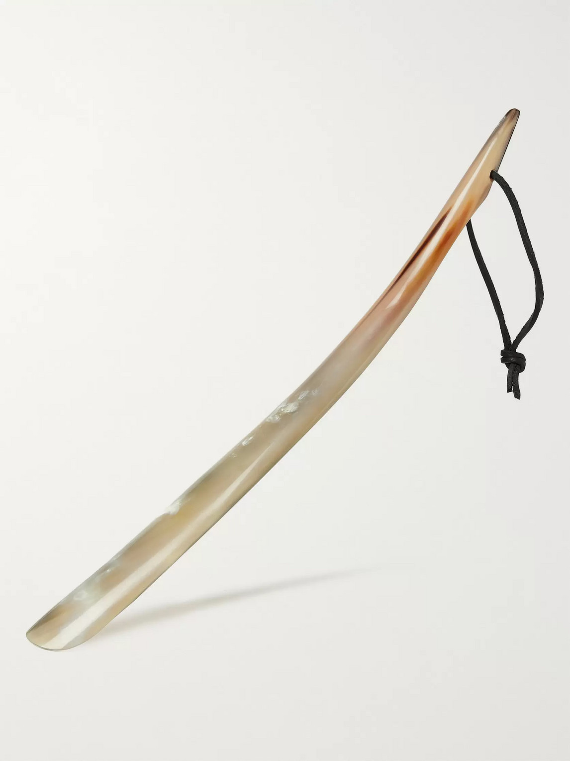Abbeyhorn Leather-strap Tipped Shoehorn In Brown