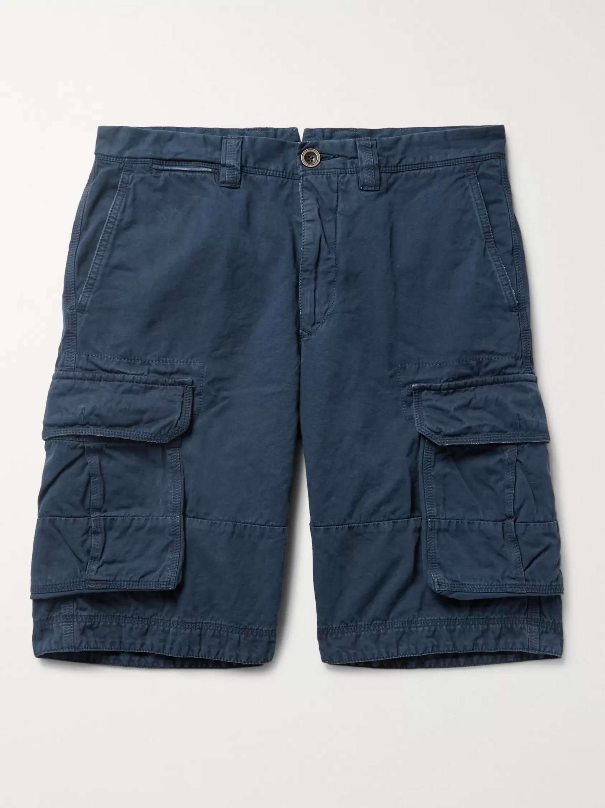 INCOTEX Cotton and Linen-Blend Cargo Shorts