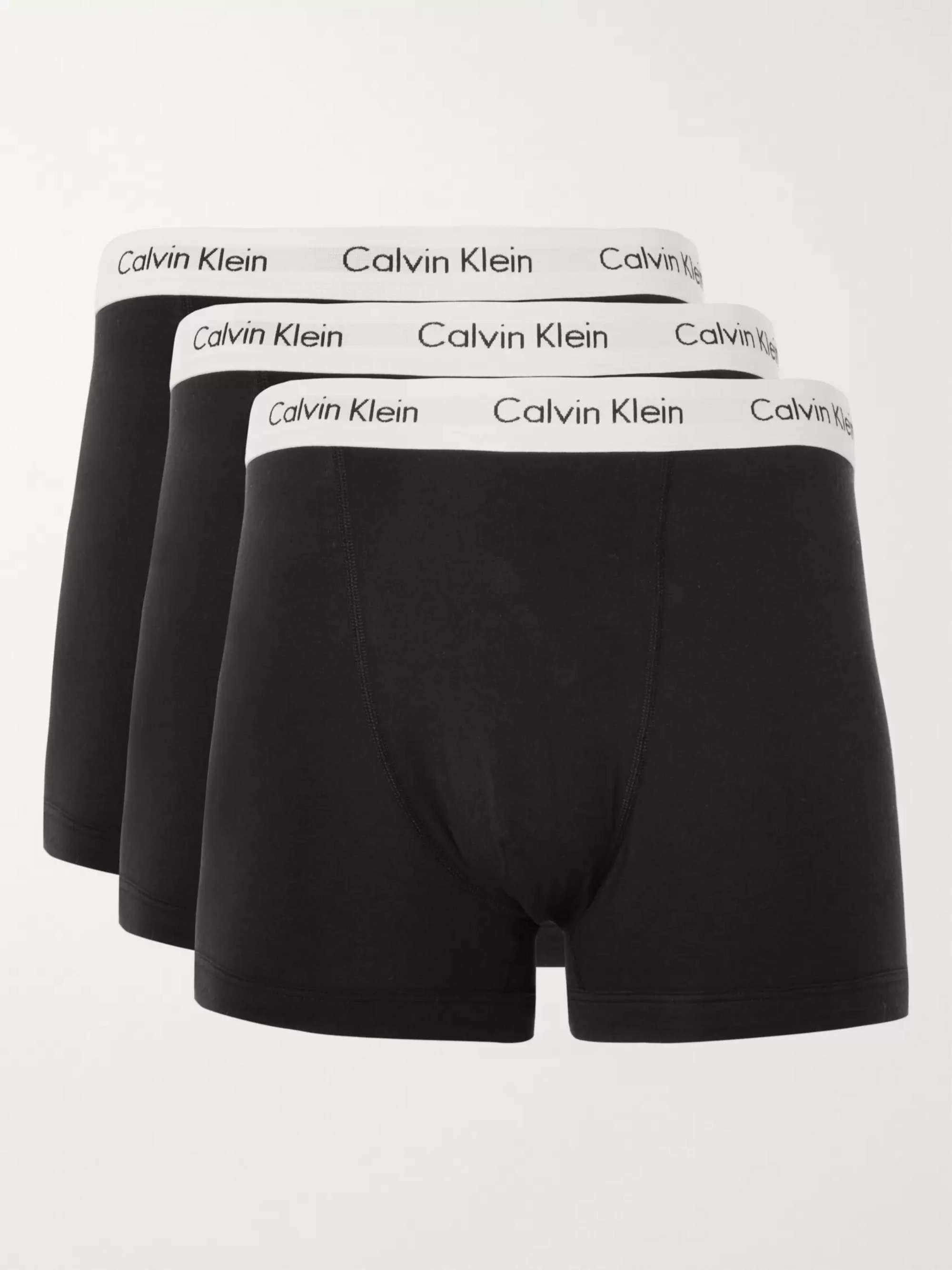 캘빈 클라인 Calvin Klein Three-Pack Stretch-Cotton Boxer Briefs,Black