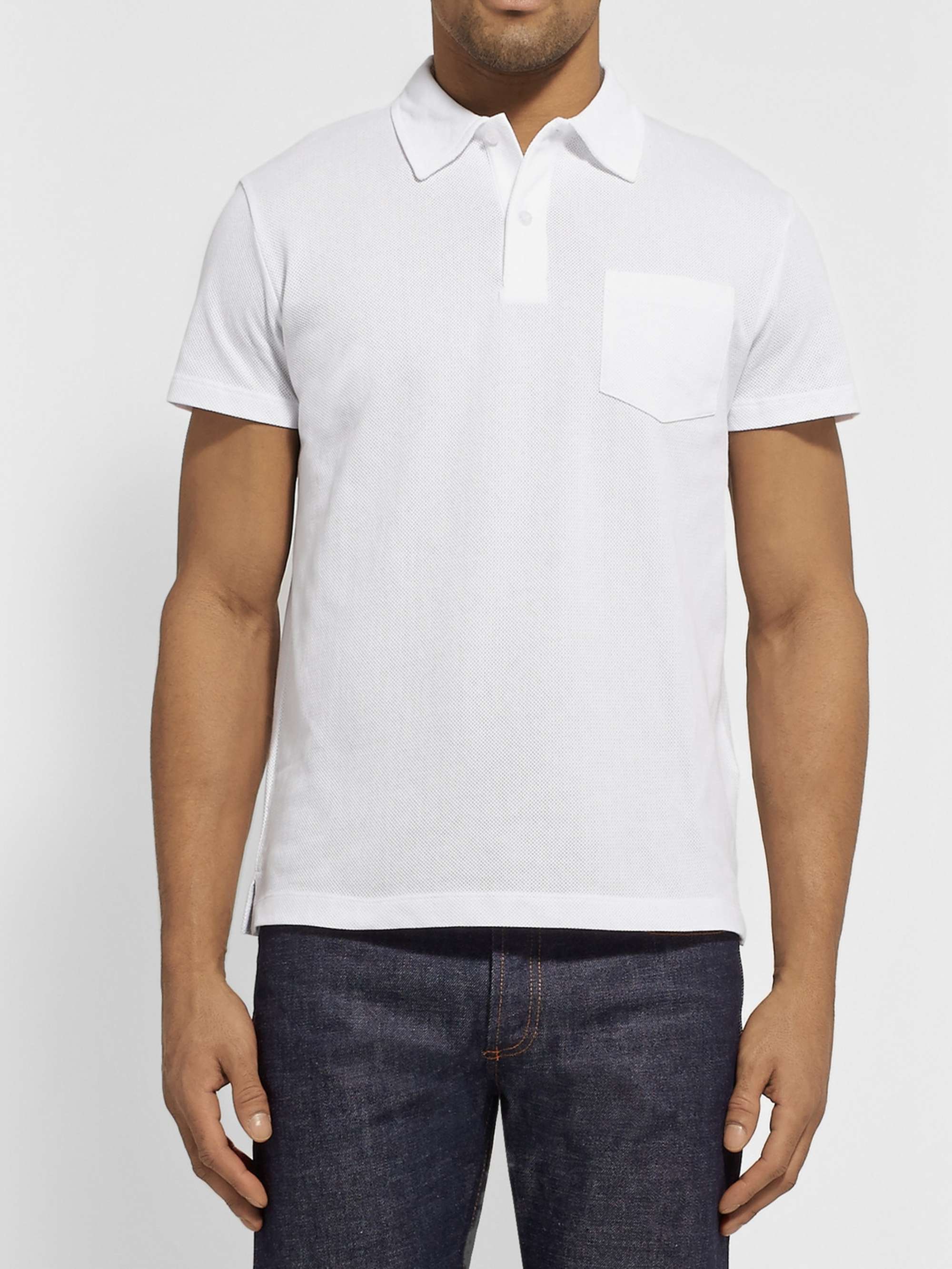 SUNSPEL Riviera Slim-Fit Cotton-Mesh Polo Shirt