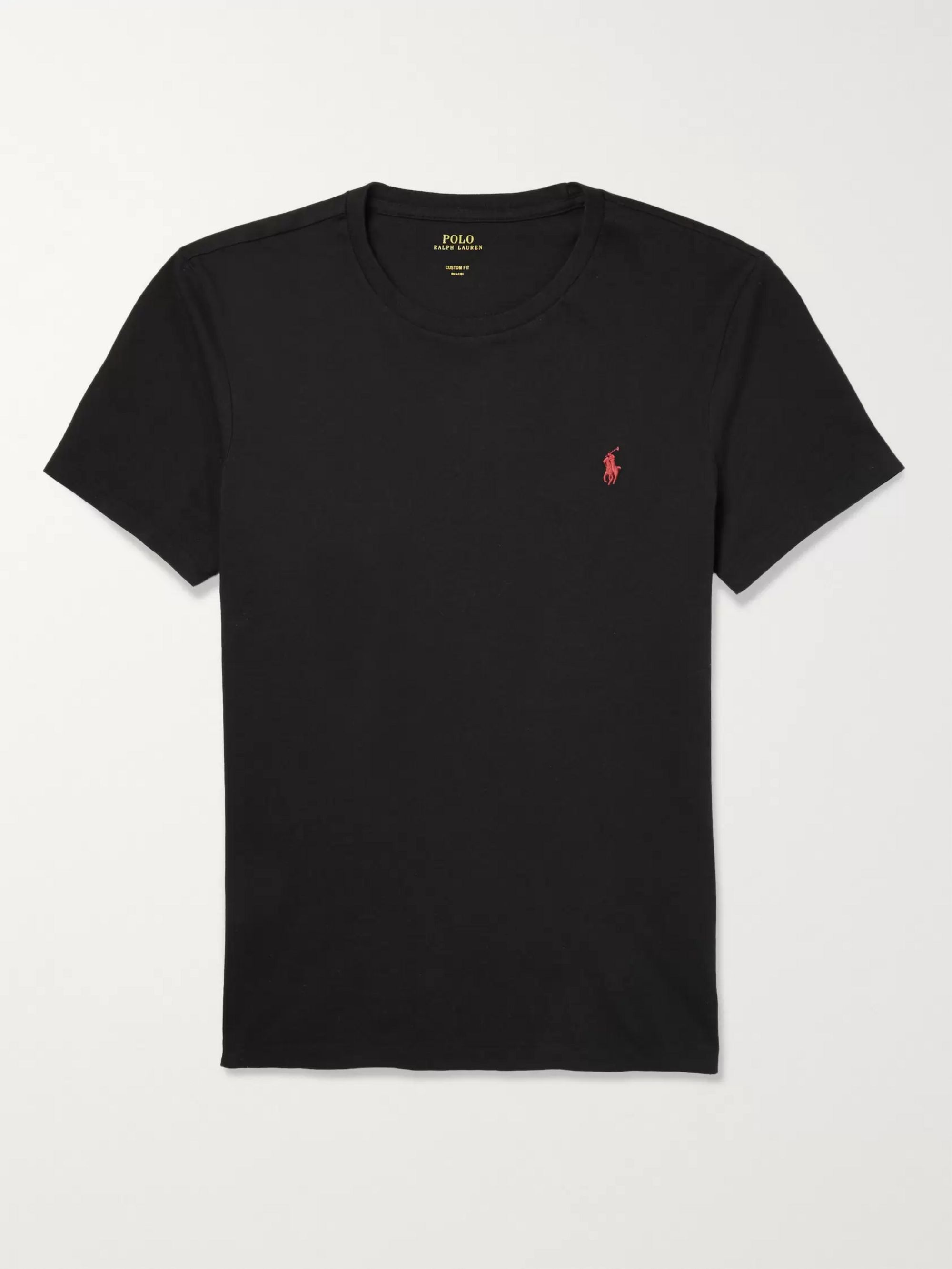 Black Slim-Fit Cotton T-Shirt | Polo 