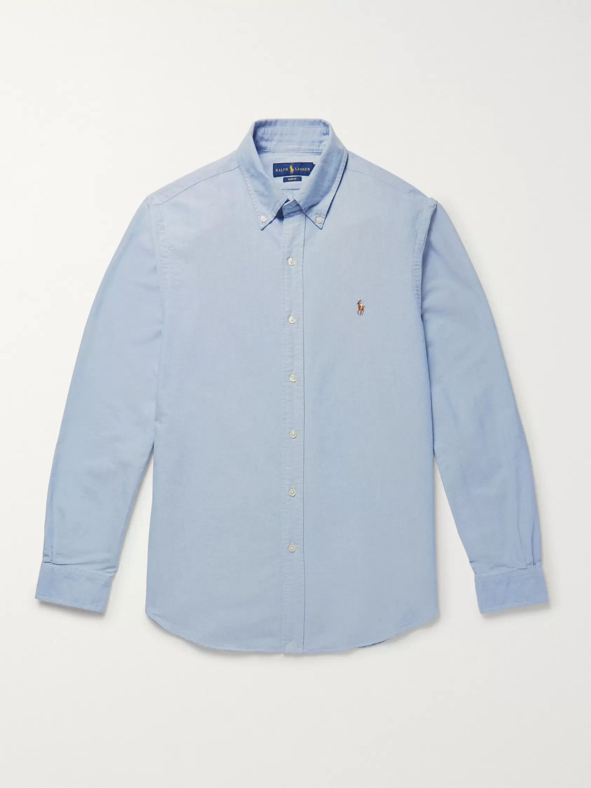 Blue Slim-Fit Cotton Oxford Shirt 