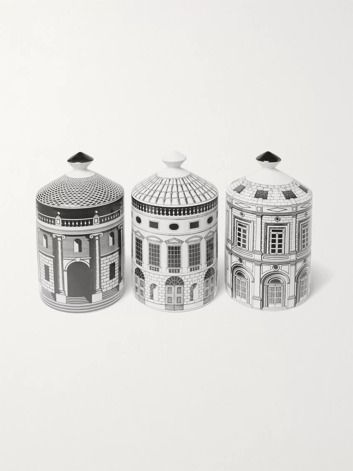 Fornasetti Ordine Architettonico Scented Candle Set, 3 X 300g In White