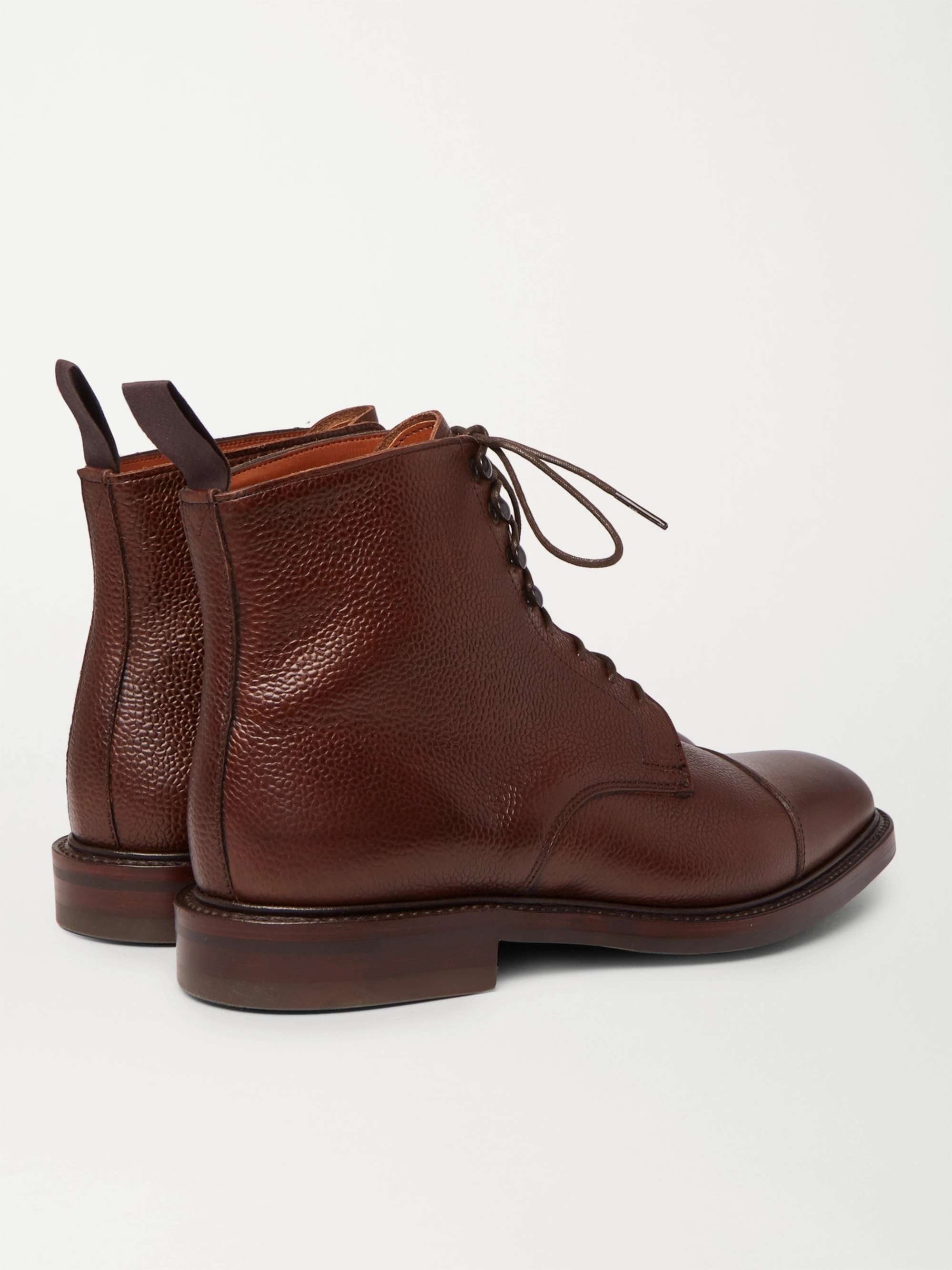 KINGSMAN + George Cleverley Cap-Toe Pebble-Grain Leather Boots