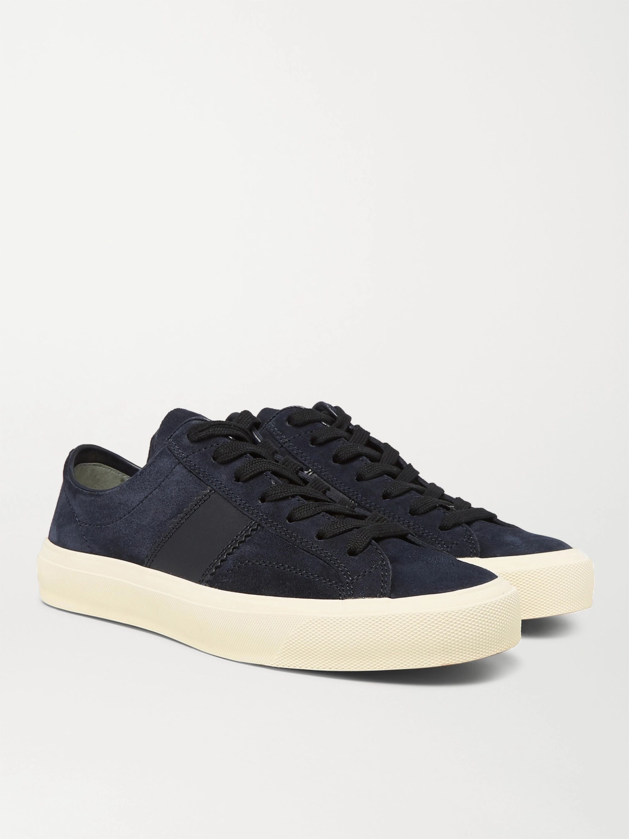 Navy Cambridge Leather-Trimmed Suede 
