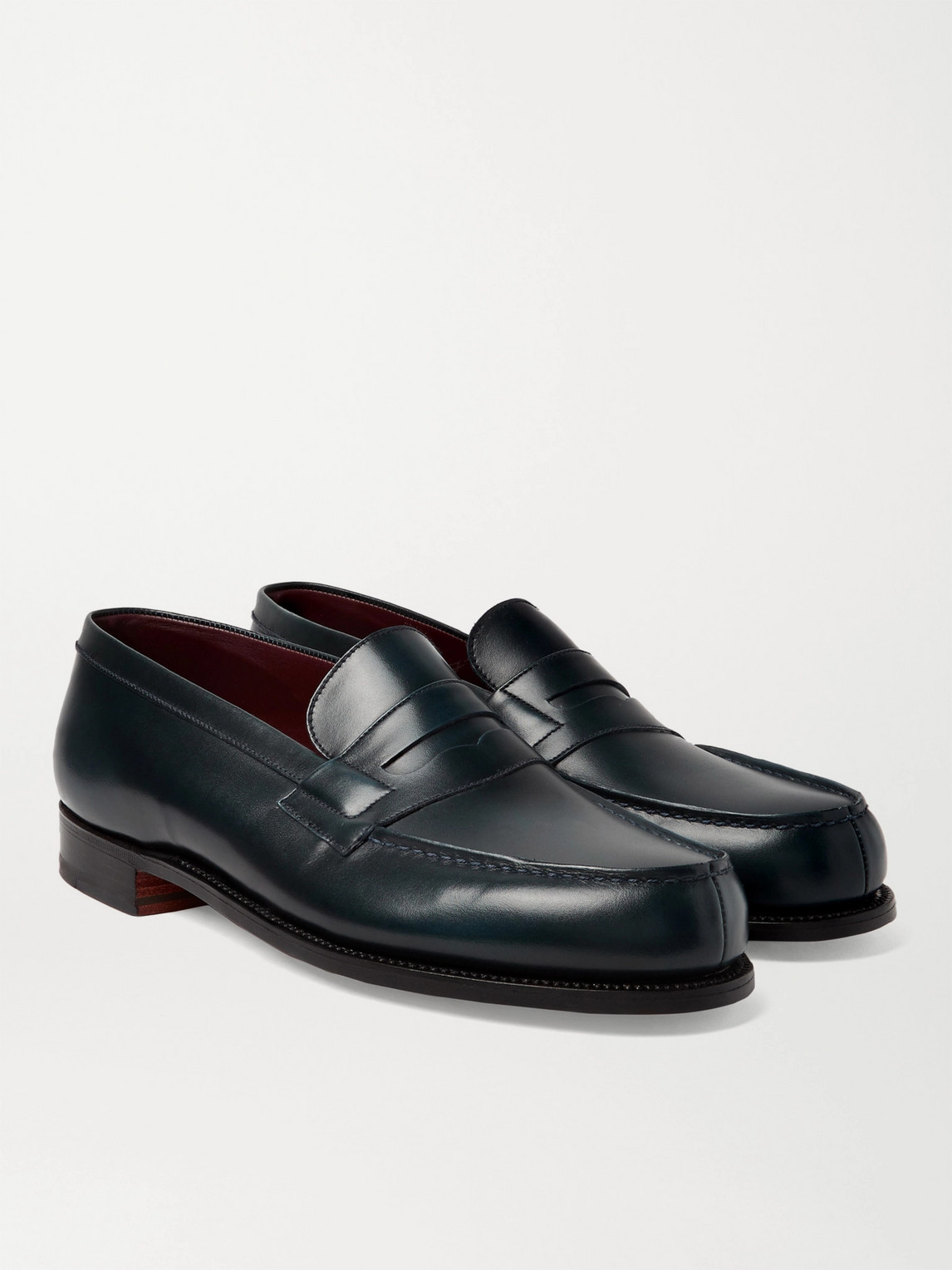 Jm Weston Leather Penny Loafers In Blue