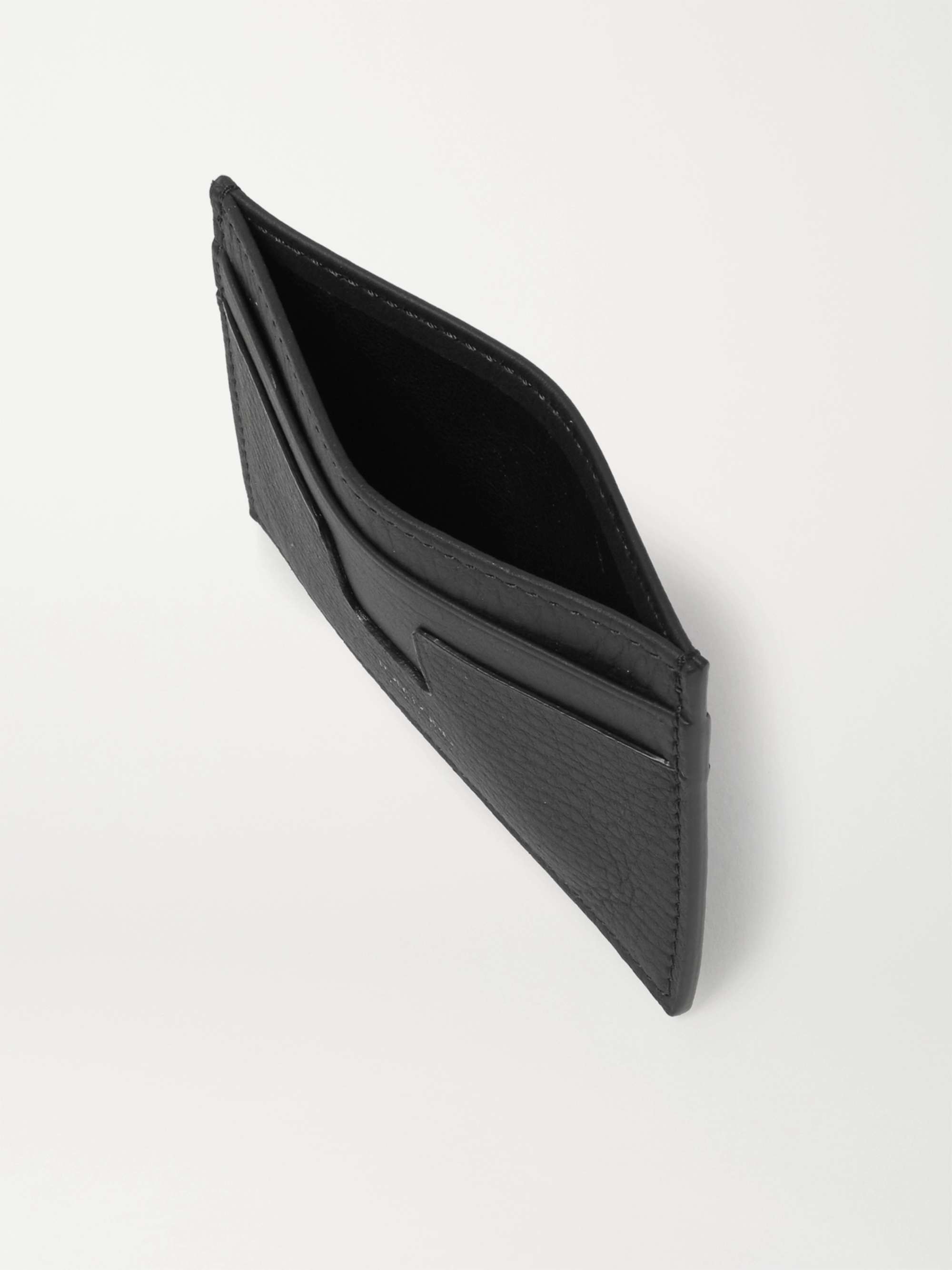 Black Leather-Trimmed Monogrammed Coated-Canvas Cardholder | GUCCI 