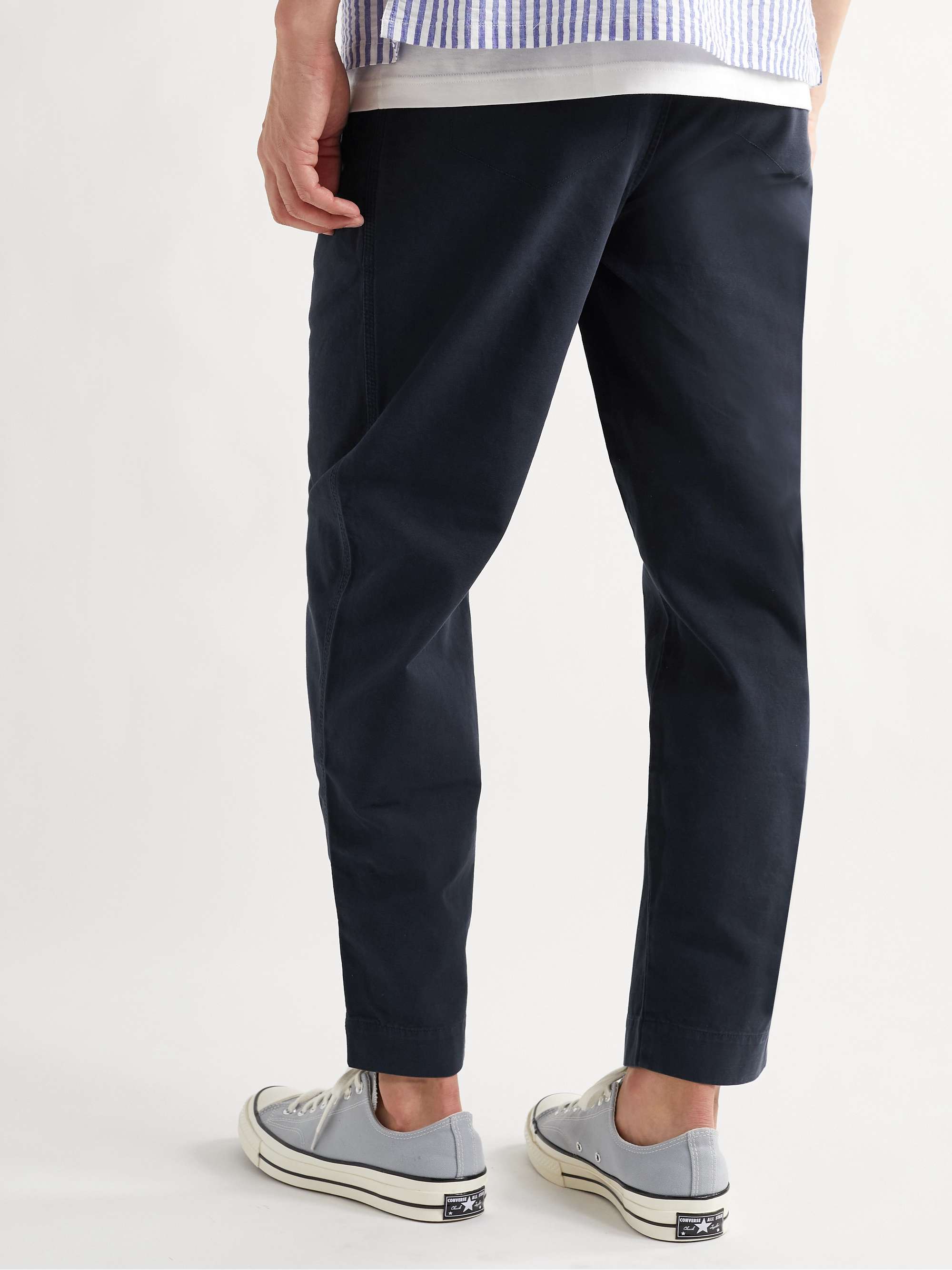 FOLK Assembly Tapered Pleated Cotton-Canvas Trousers