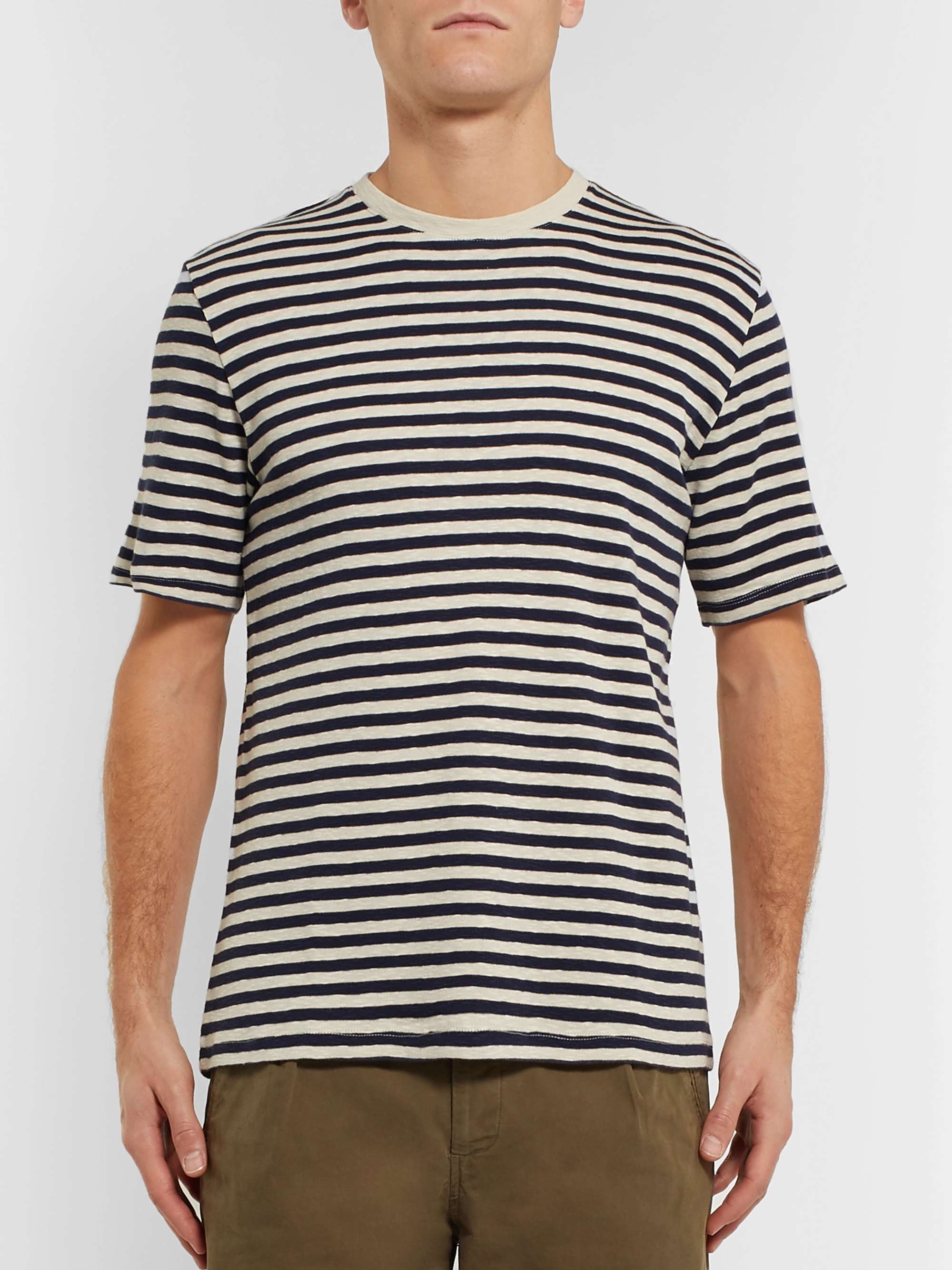 FOLK Striped Slub Cotton-Jersey T-Shirt