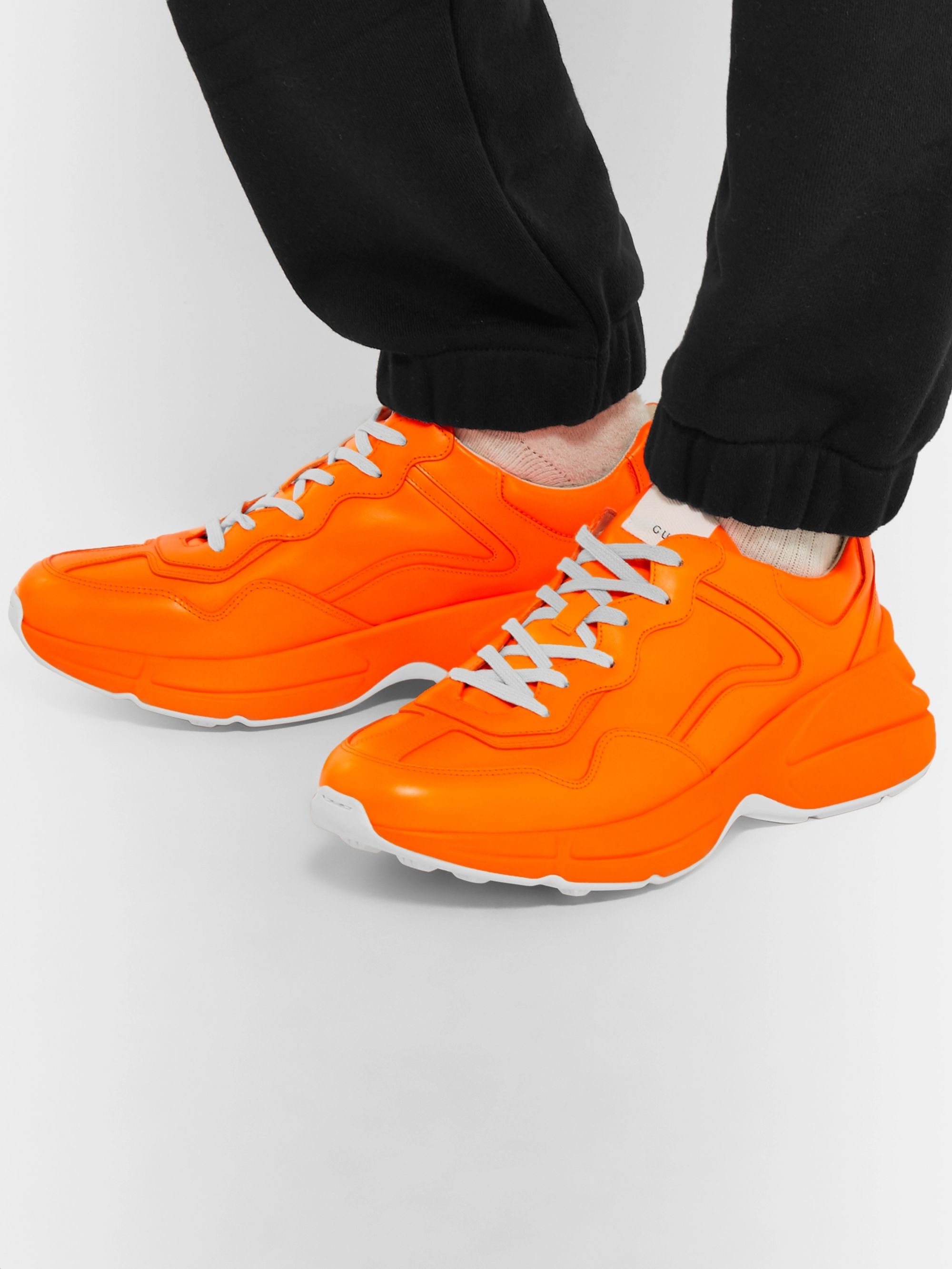 Orange Rhyton Leather Sneakers | GUCCI 