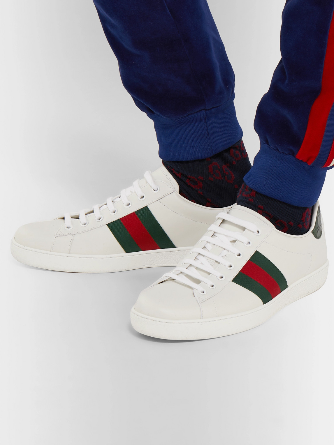 Gucci Low-Top Sneakers New Ace Sneaker Calfskin Striped Green Red White ...