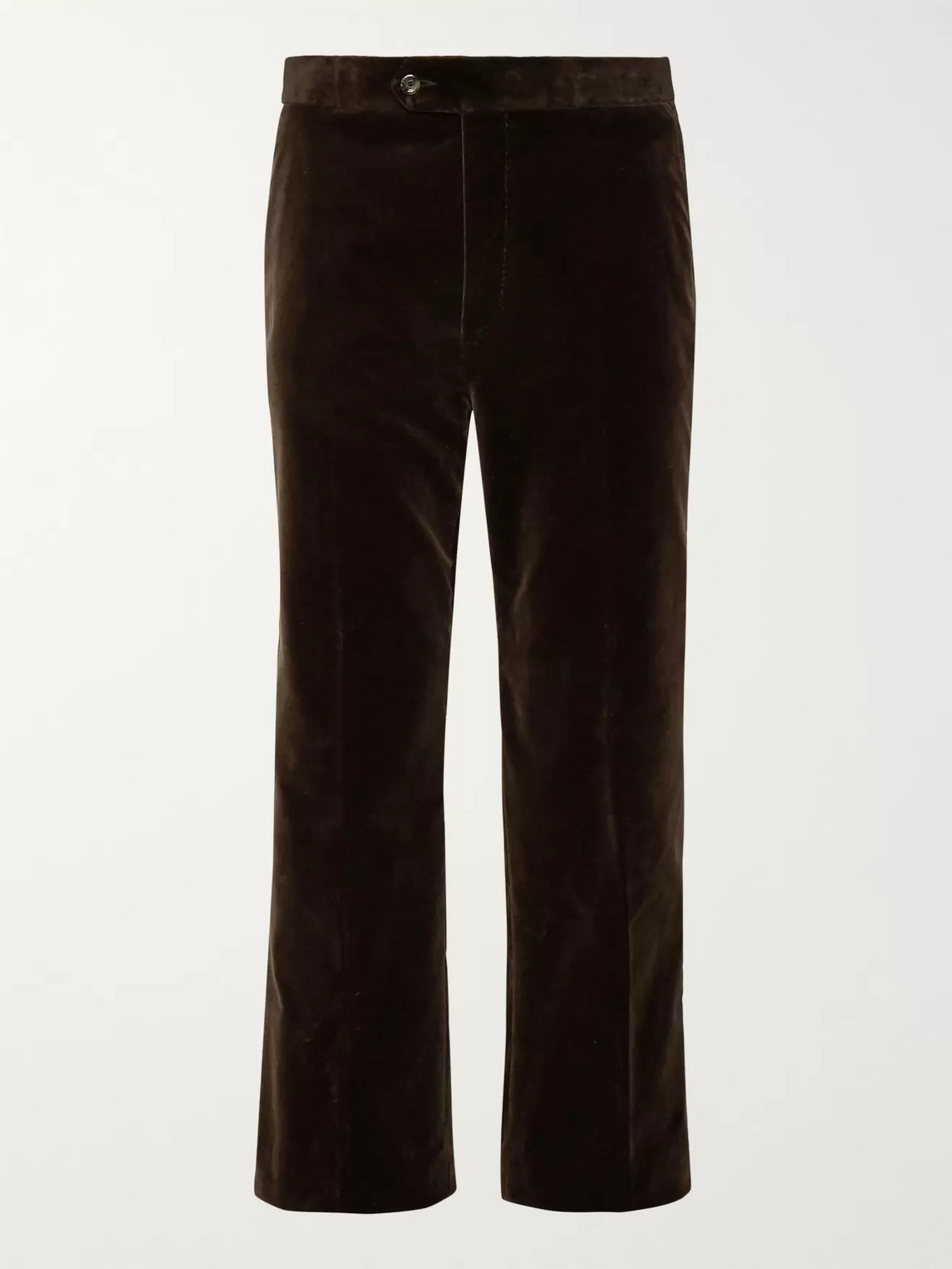 Gucci Wide-leg Cropped Cotton-velvet Trousers In Brown