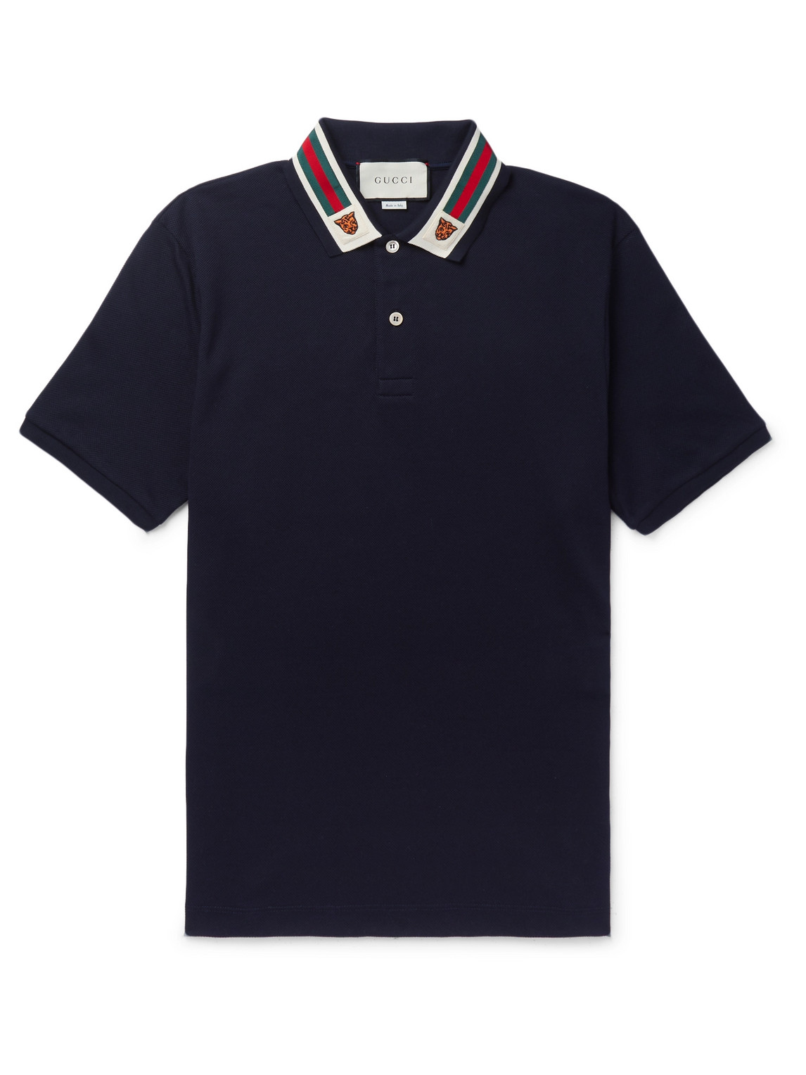 Appliquéd Webbing-Trimmed Cotton-Piqué Polo Shirt