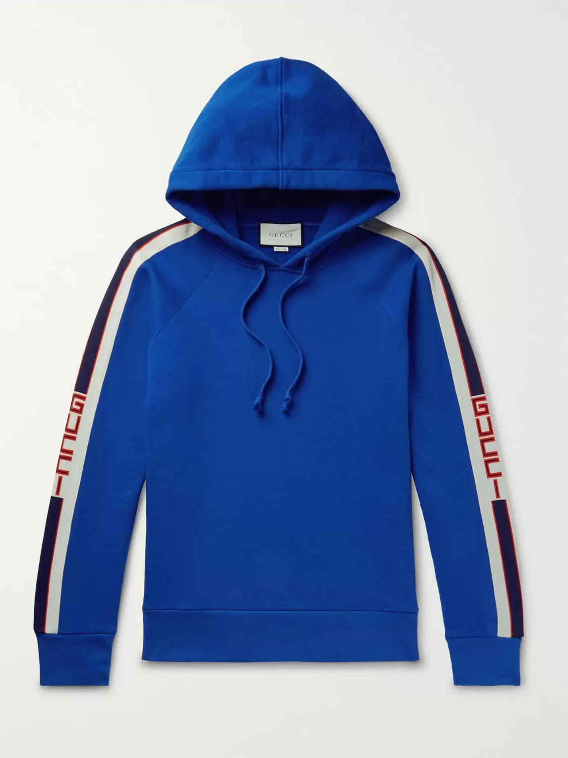GUCCI WEBBING-TRIMMED LOOPBACK COTTON-JERSEY HOODIE