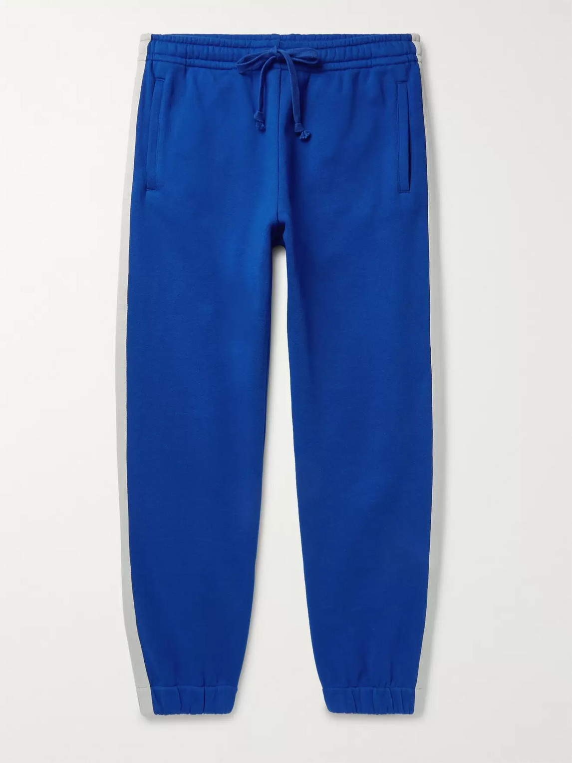 Gucci Webbing-trimmed Loopback Cotton-jersey Sweatpants In Blue