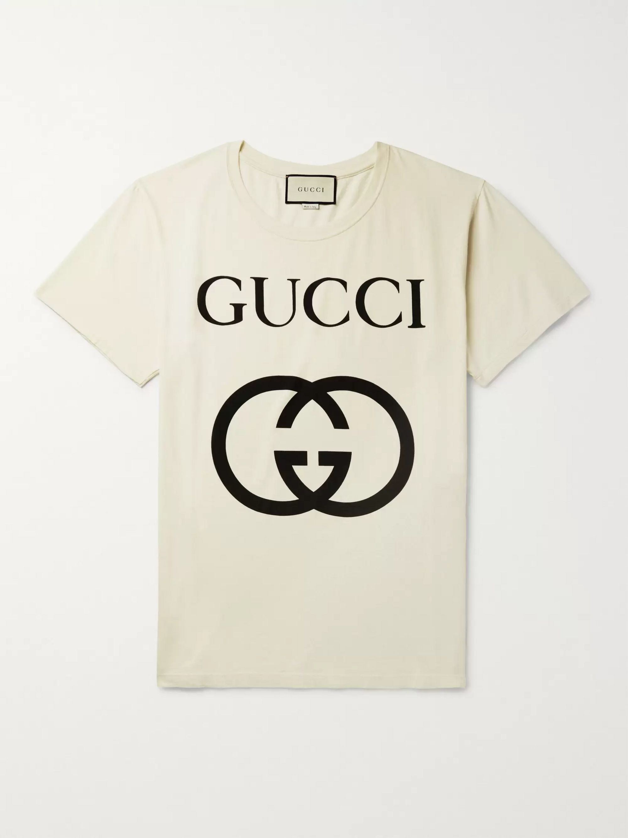Ecru Logo Print Cotton Jersey T Shirt Gucci Mr Porter