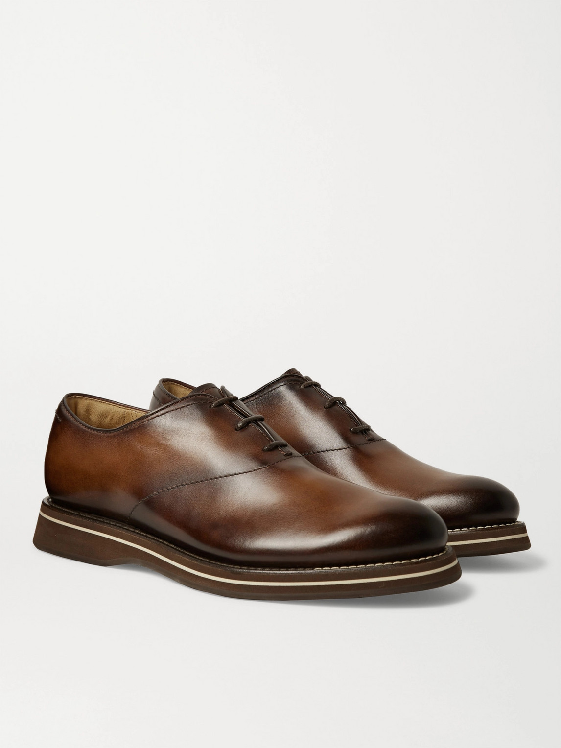 Berluti Alessio Padova Venezia Leather Oxford Shoes In Brown
