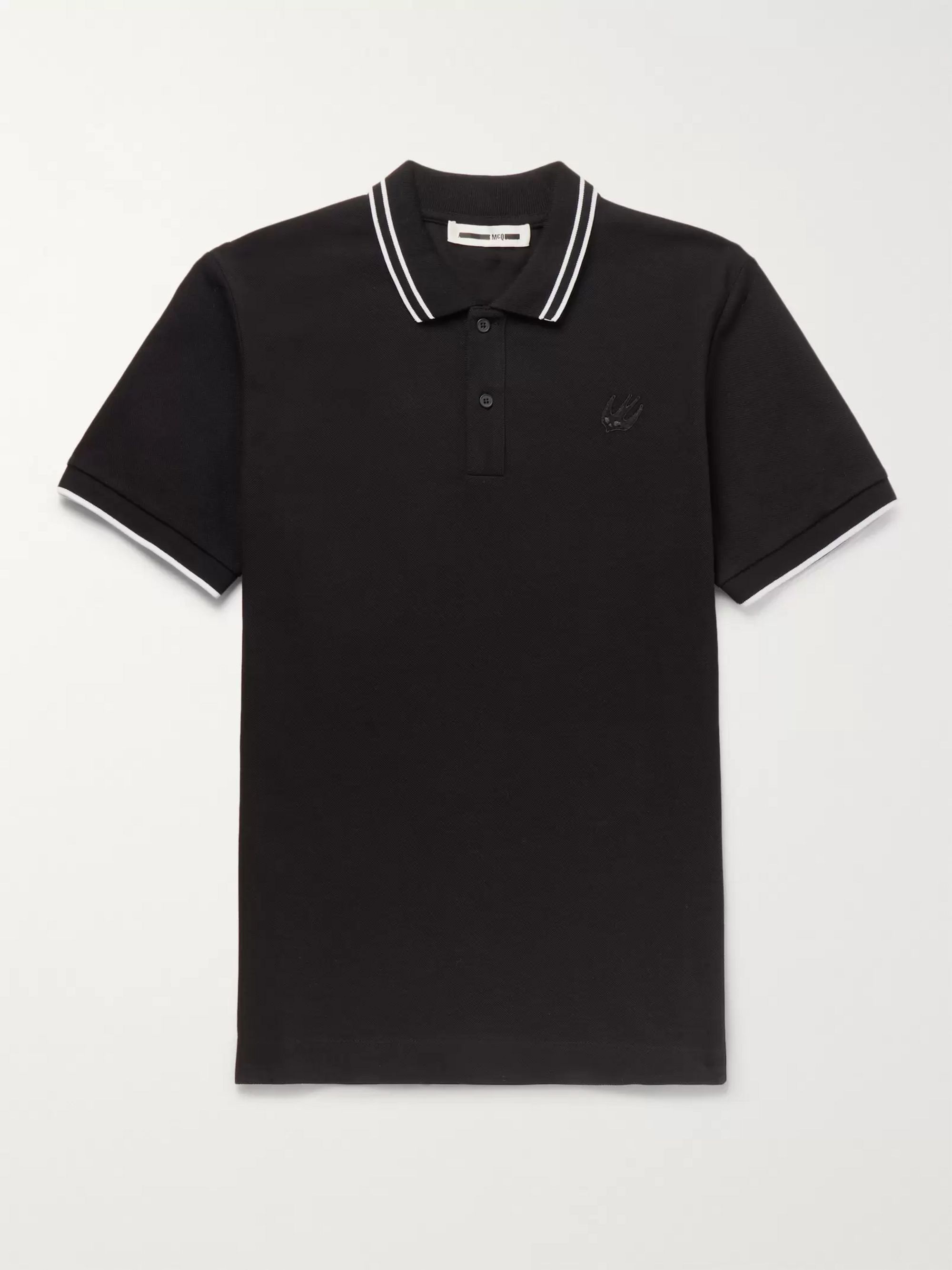 Black Slim-Fit Contrast-Tipped Cotton 