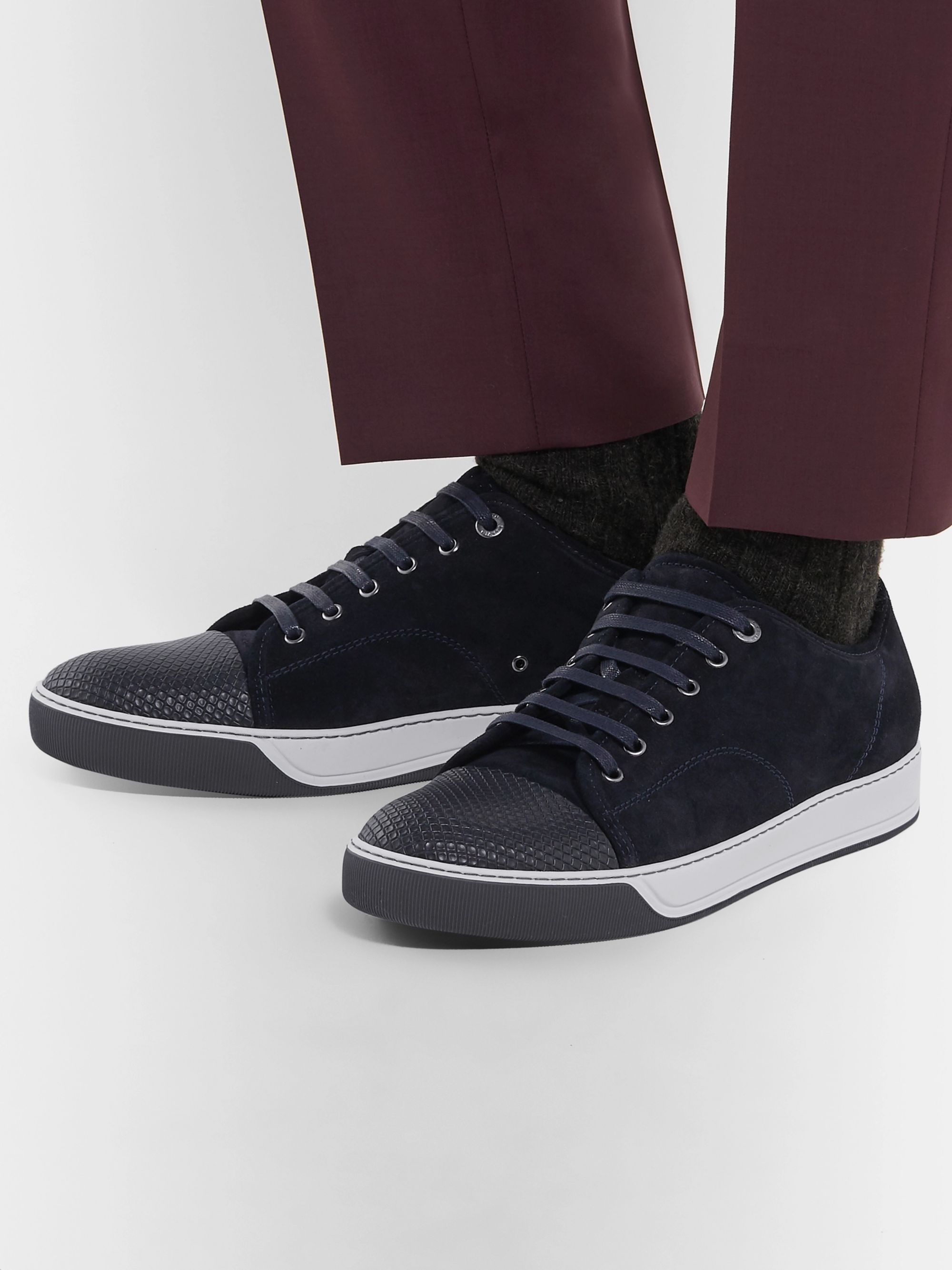 Navy DBB1 Cap-Toe Suede and Textured 