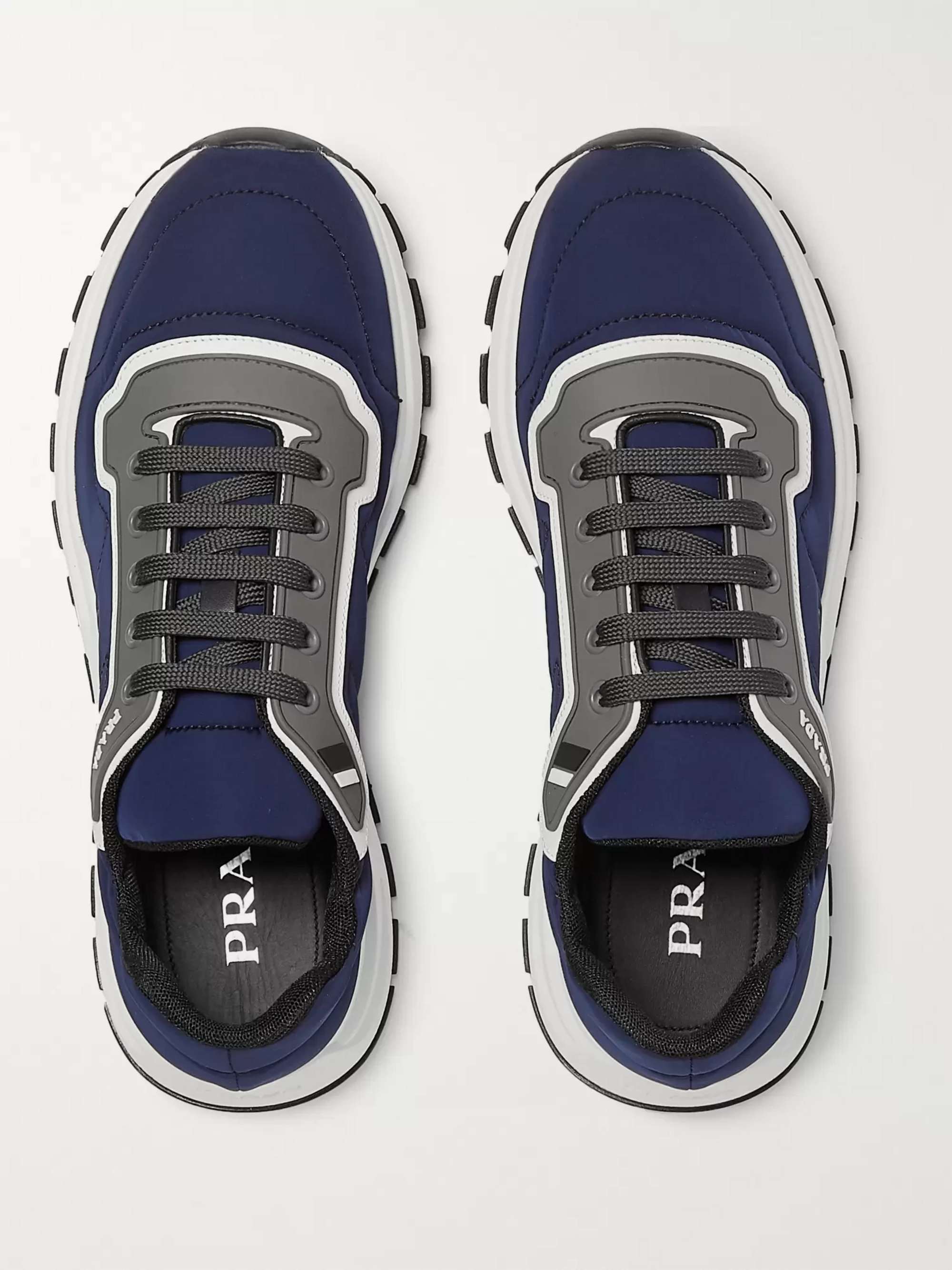 PRADA Match Race Rubber and Leather-Trimmed Nylon Sneakers