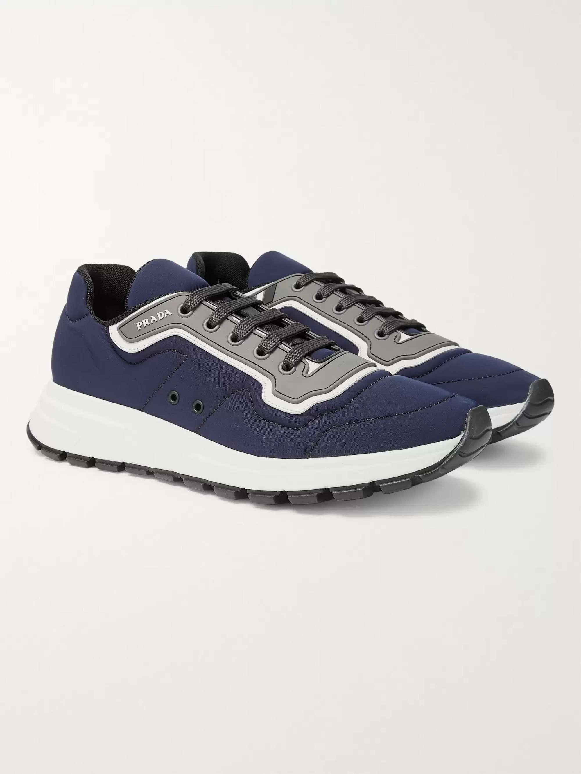 PRADA Match Race Rubber and Leather-Trimmed Nylon Sneakers