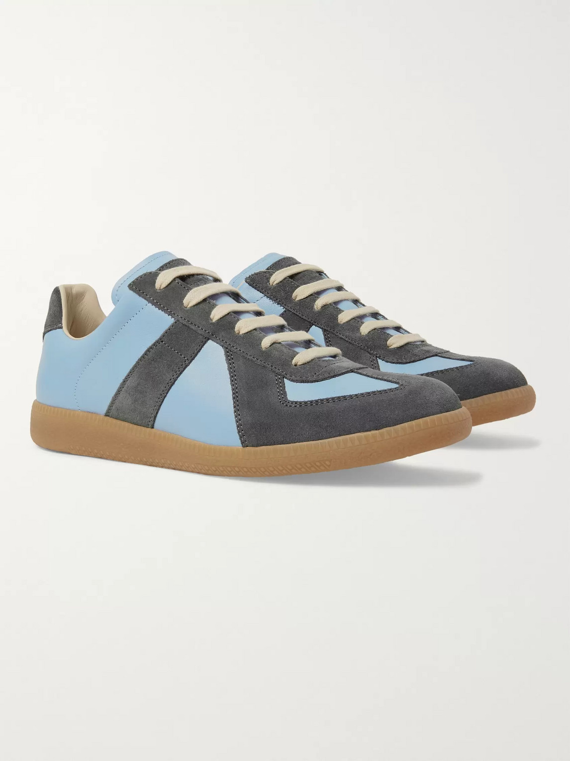 MAISON MARGIELA REPLICA LEATHER AND SUEDE SNEAKERS