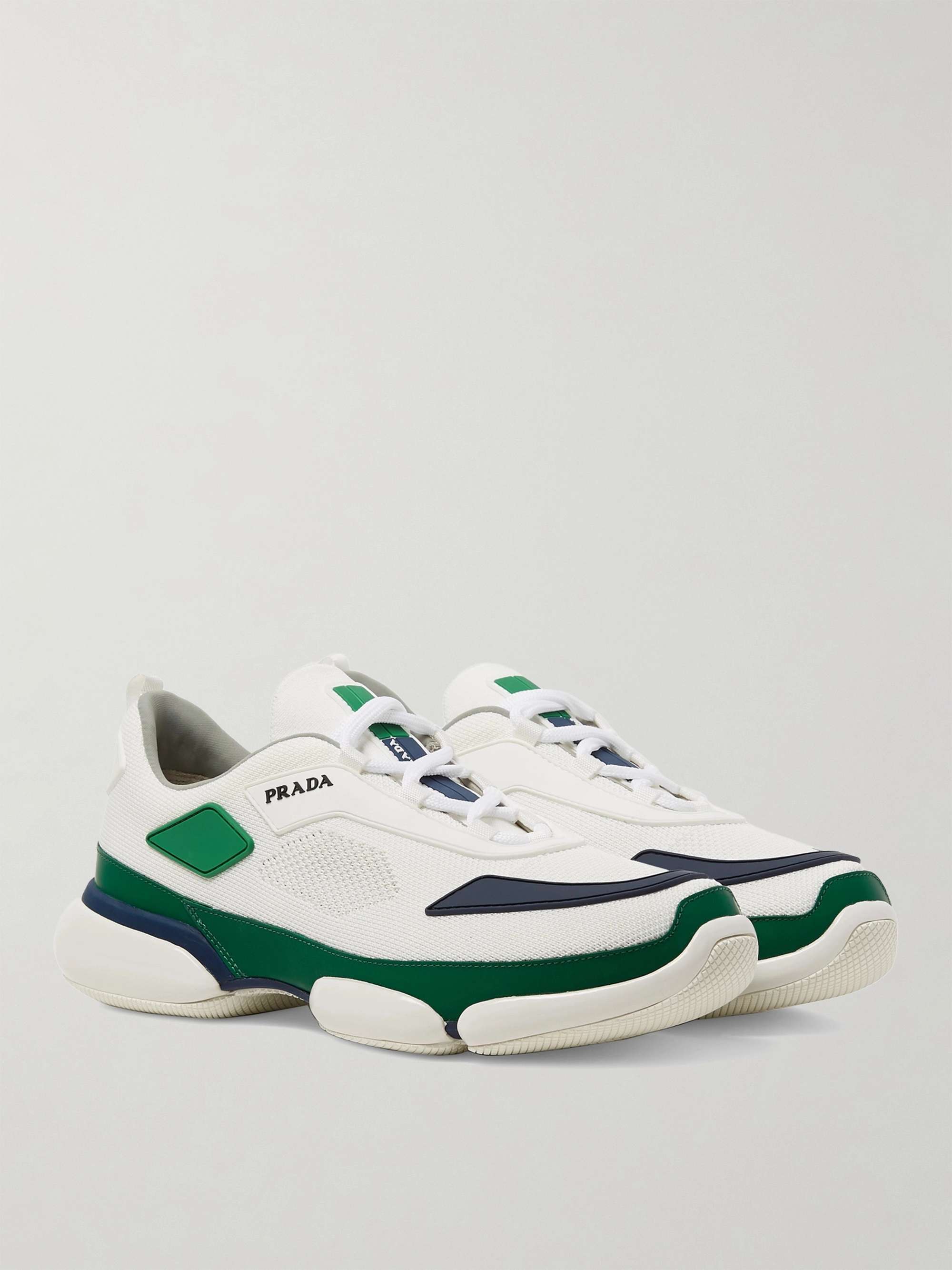 PRADA Cloudbust Mesh, Rubber and Leather Sneakers