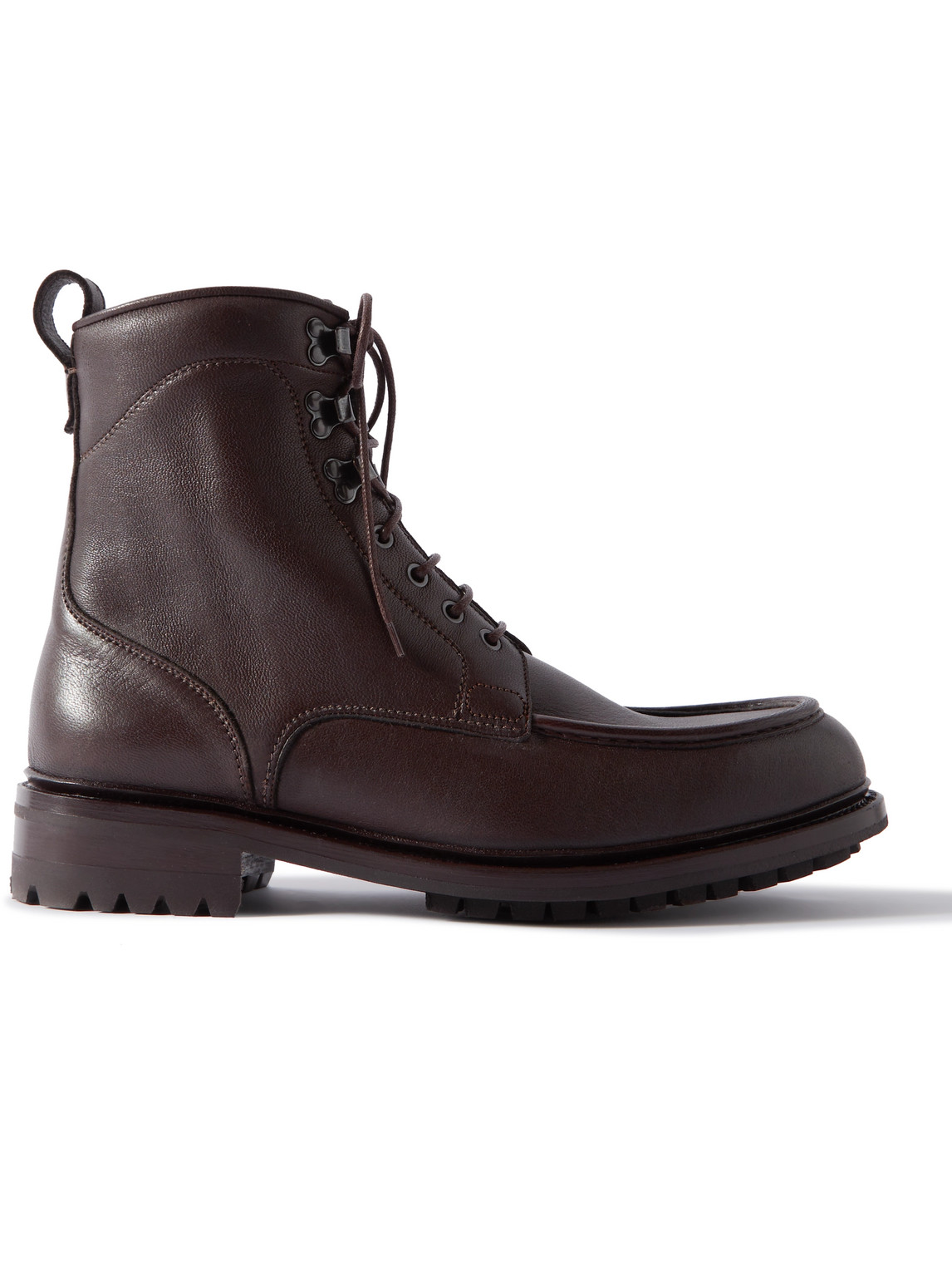 Brioni Full-grain Leather Boots In Brown